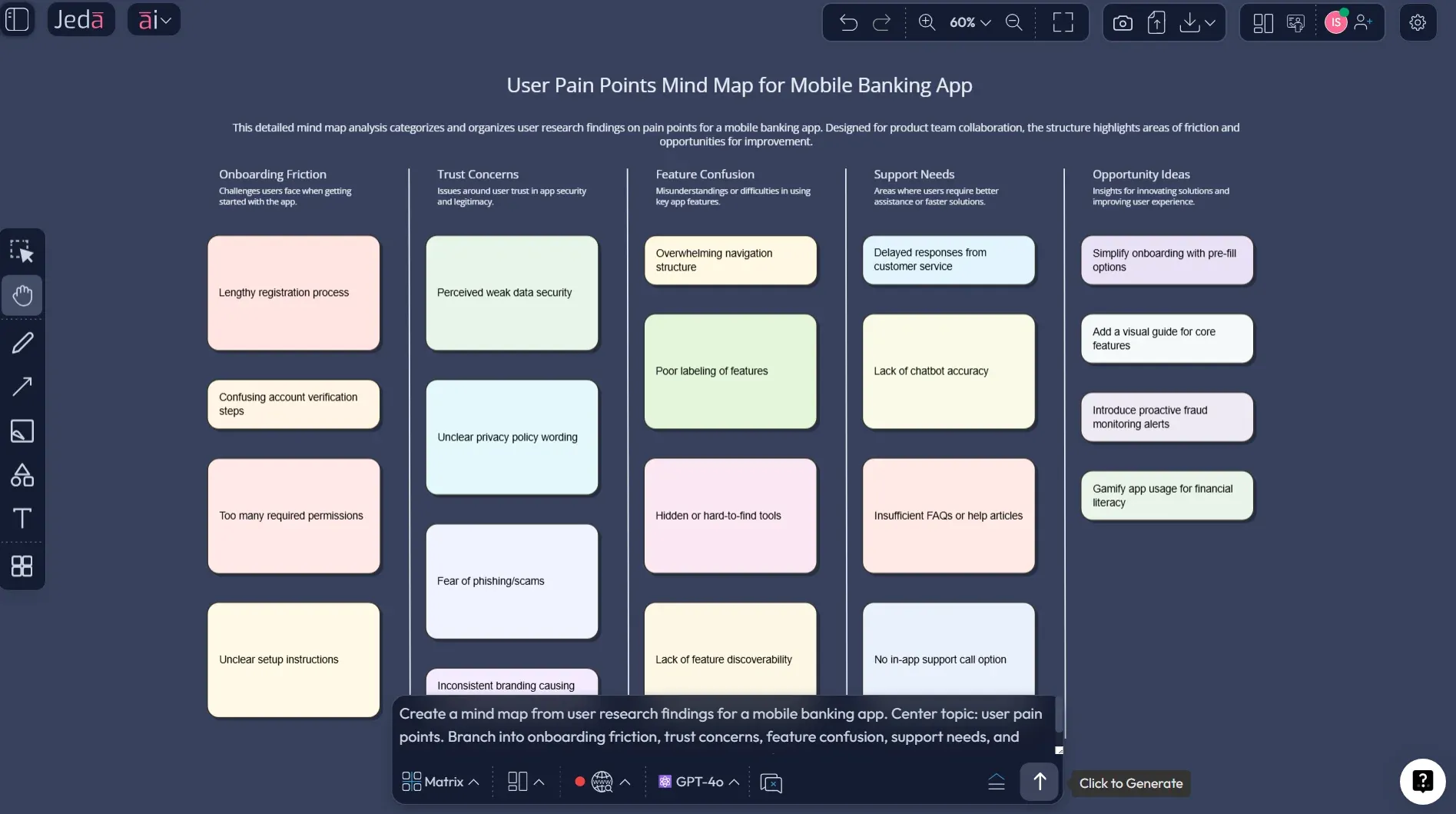 Jeda.ai AI Menu for User Research with AI