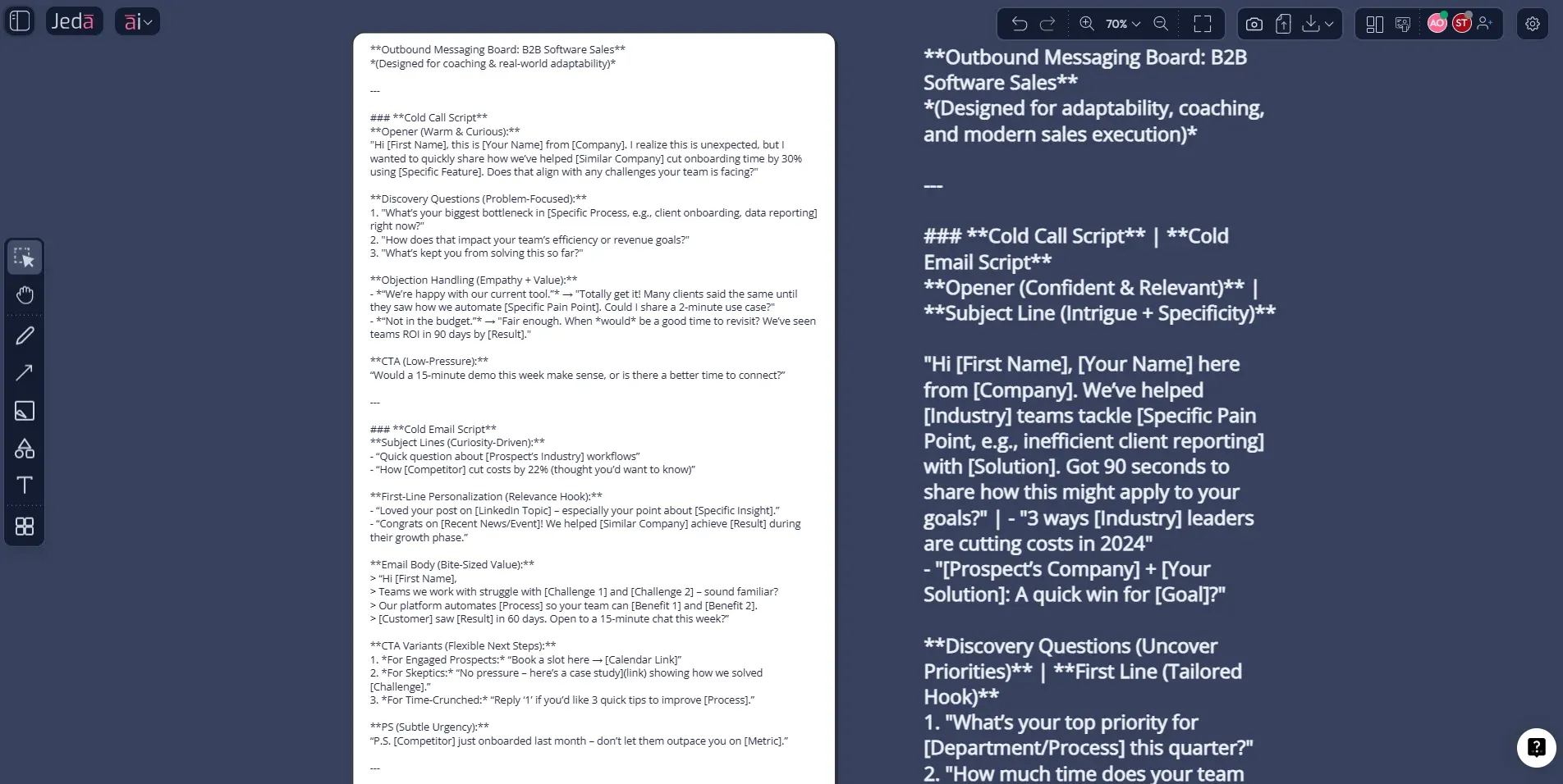 Generate Sales Script with AI in Jeda.ai Sales Matrix recipe