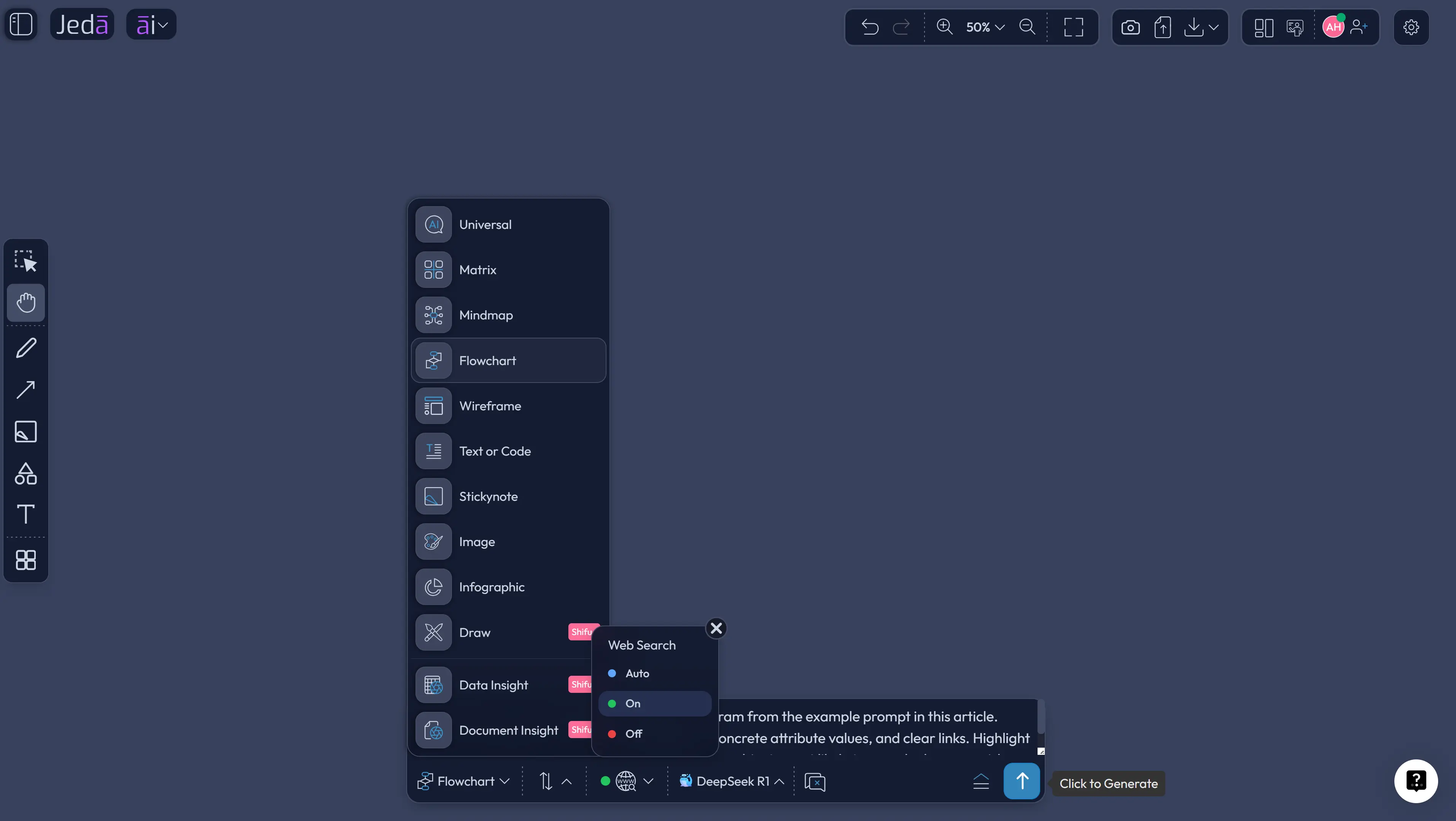 Object Diagram with AI Prompt Bar setup