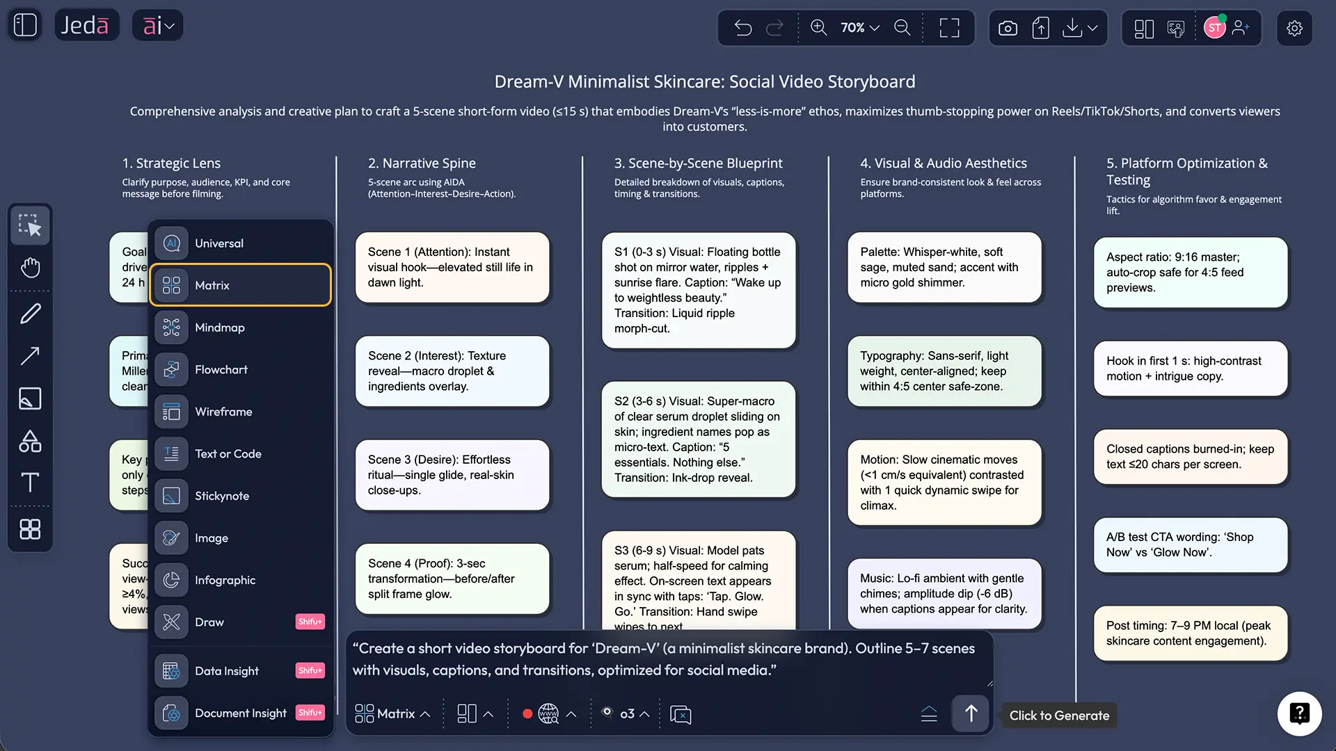 prompt bar for Video Storyboarding in Jeda.ai
