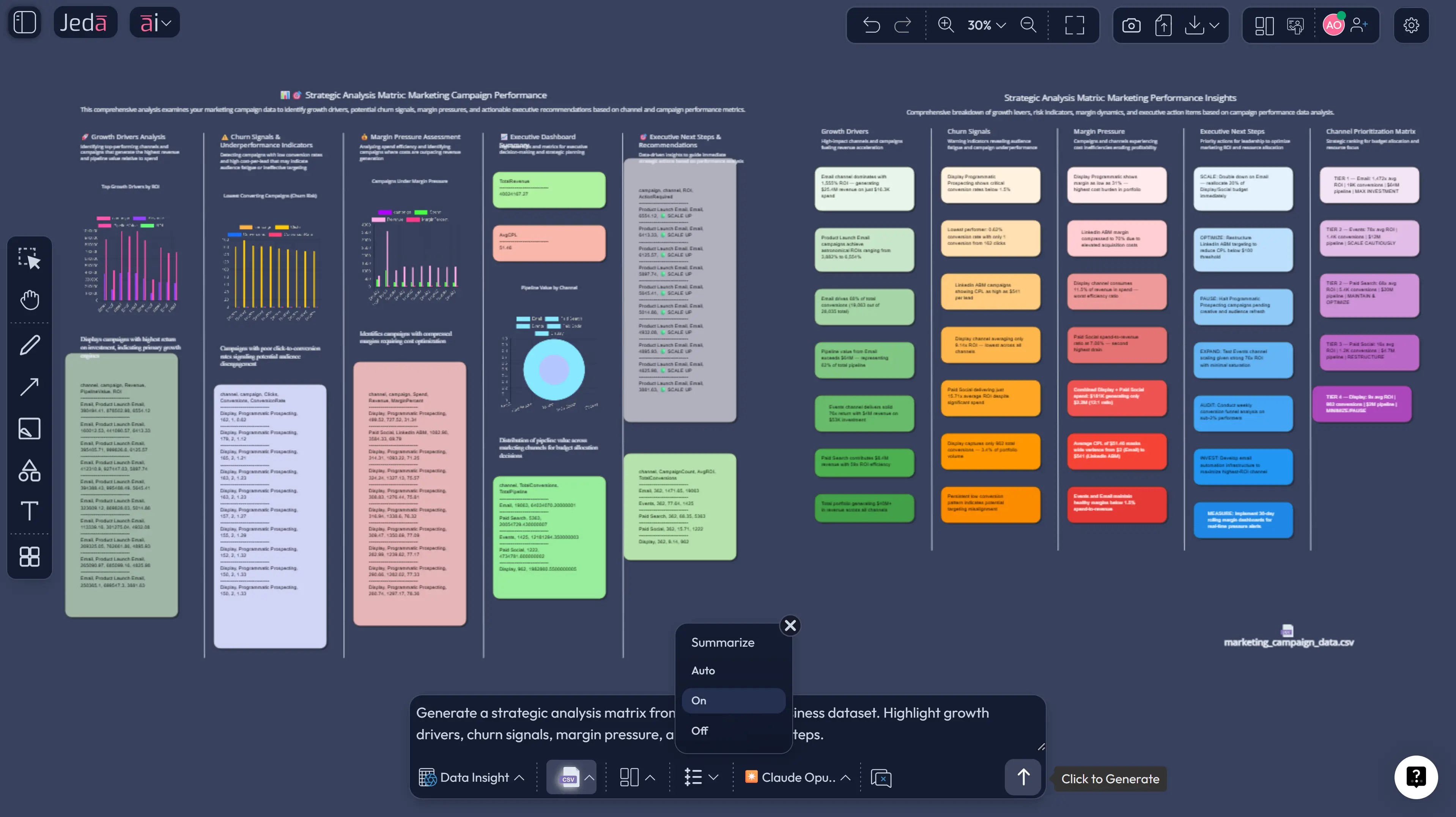 Strategic data analysis with AI matrix in Jeda.ai
