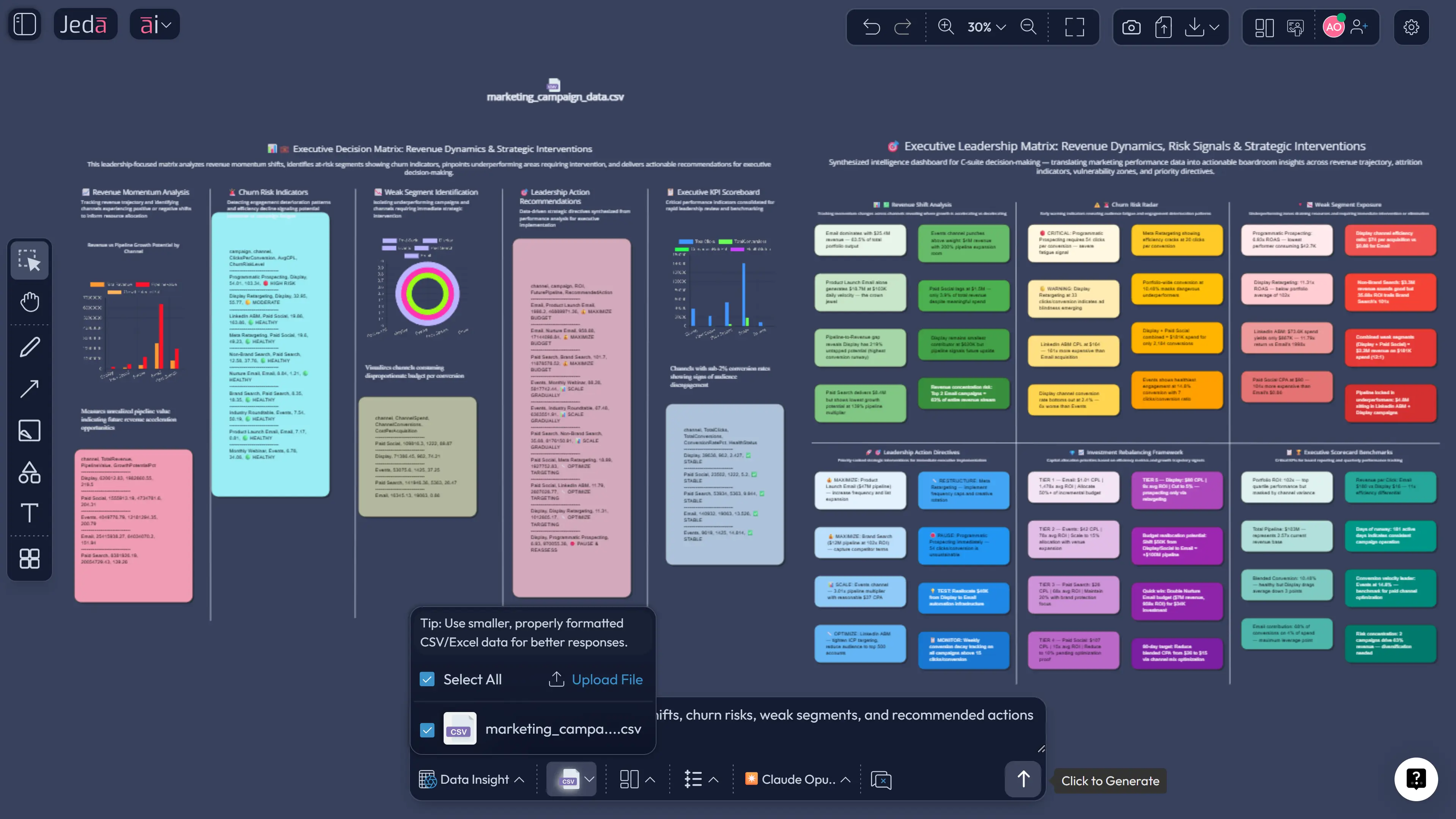 Prompt Bar data insight workflow in Jeda.ai