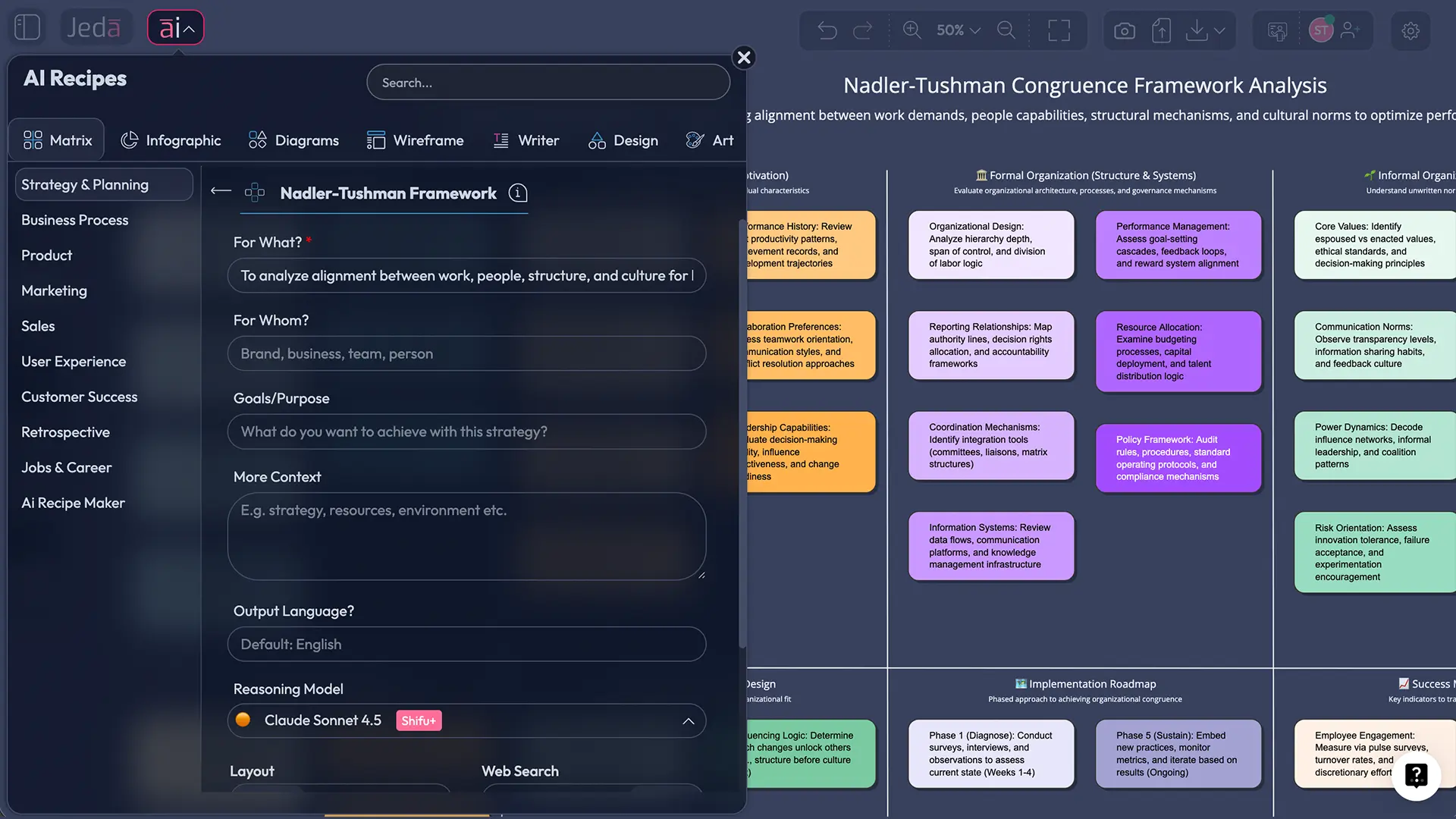 Nadler-Tushman Congruence Model with AI: Diagnose Organizational Misalignment in Minutes
