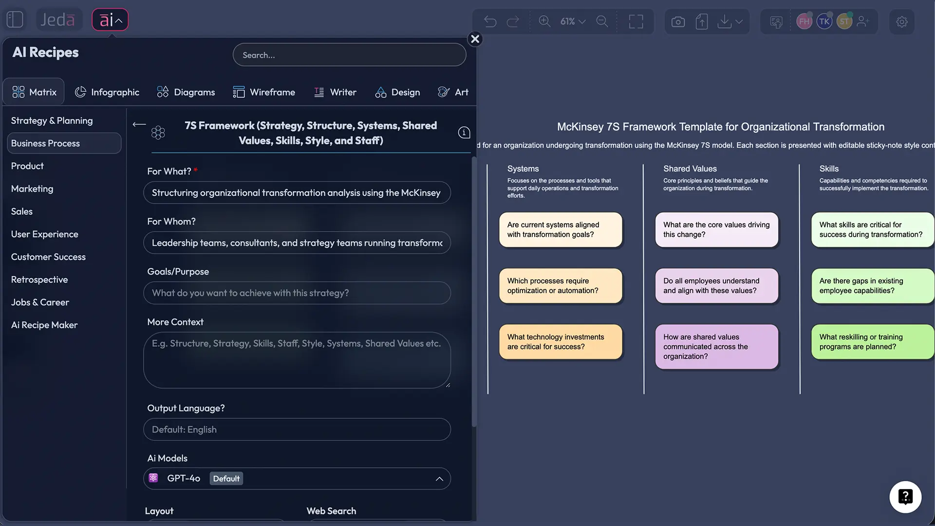 7S Framework Template with AI: Build a McKinsey 7S Analysis in Jeda.ai