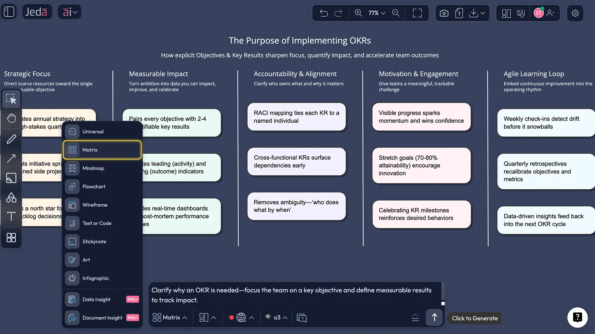 OKR planning with AI prompt bar