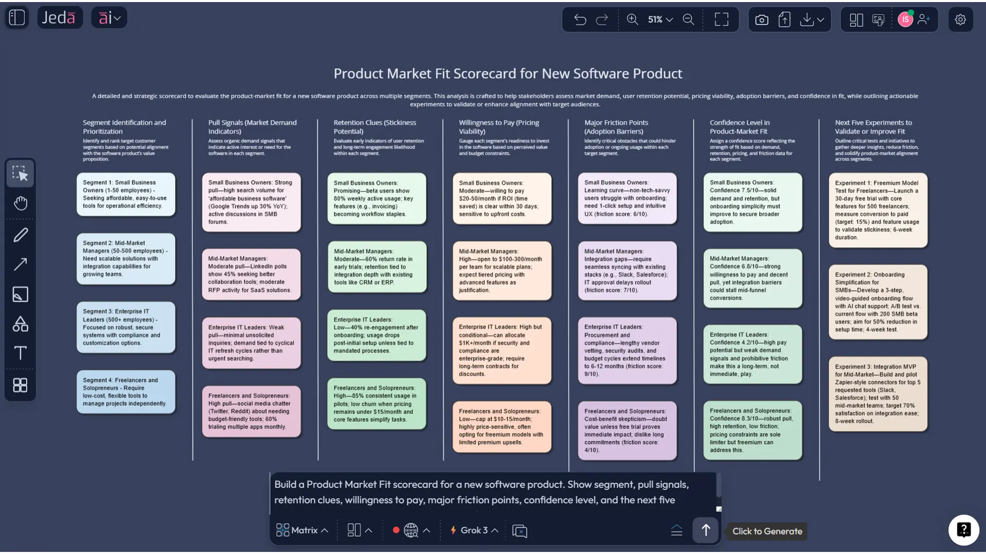 B2B SaaS Product Market Fit example matrix