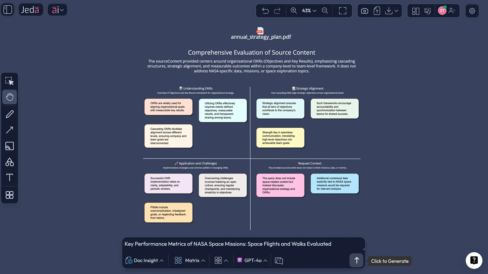 Document Insight output showing structured visual analysis generated from uploaded PDF