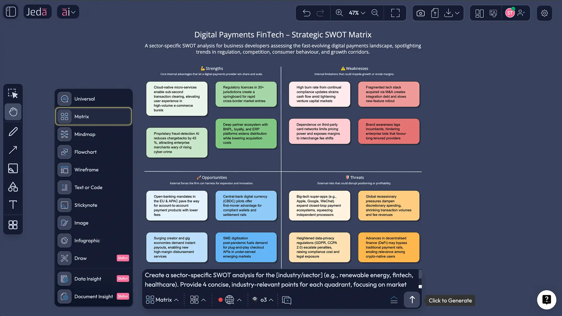Prompt Bar sector specific SWOT analysis with AI