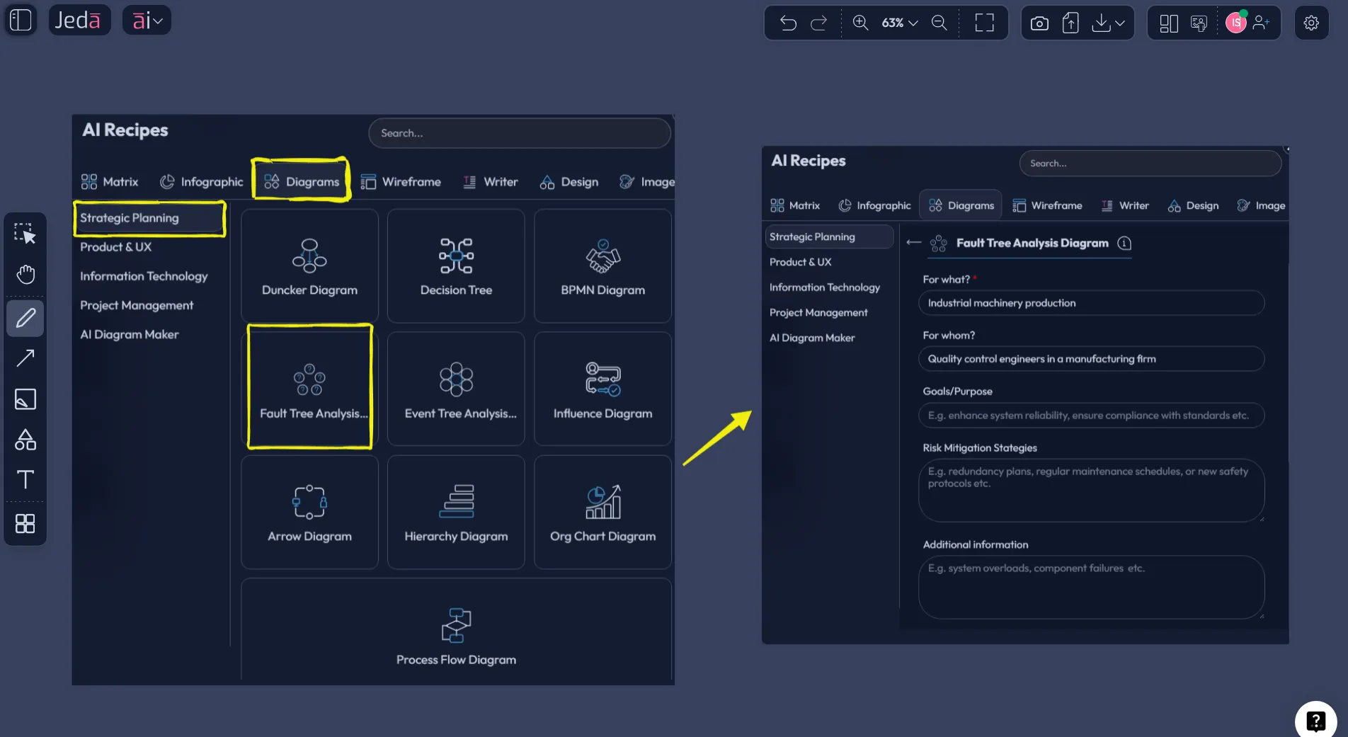 Fault Tree Analysis with AI recipe form in Jeda.ai