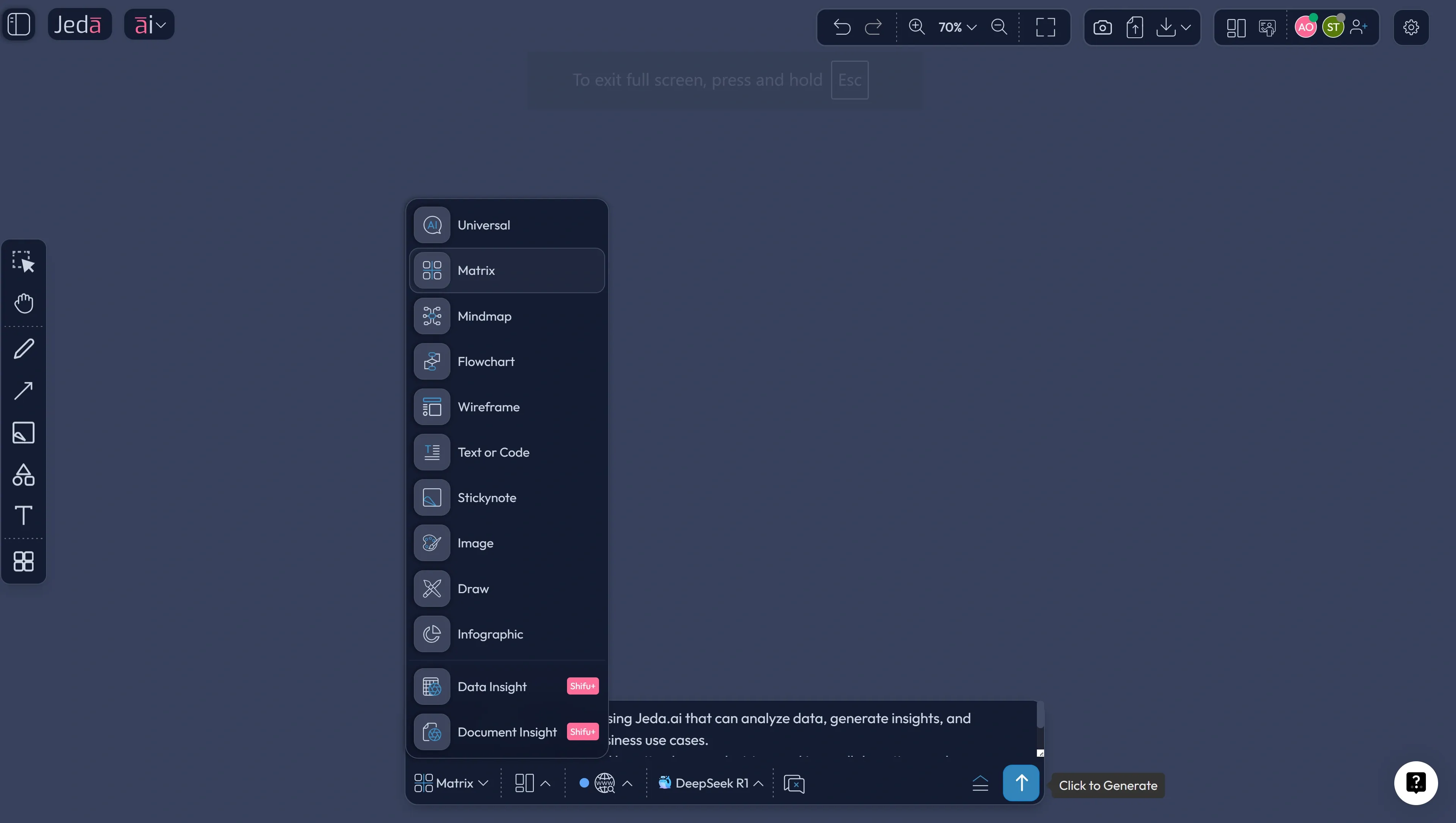 AI Whiteboard for generative AI agent planning
