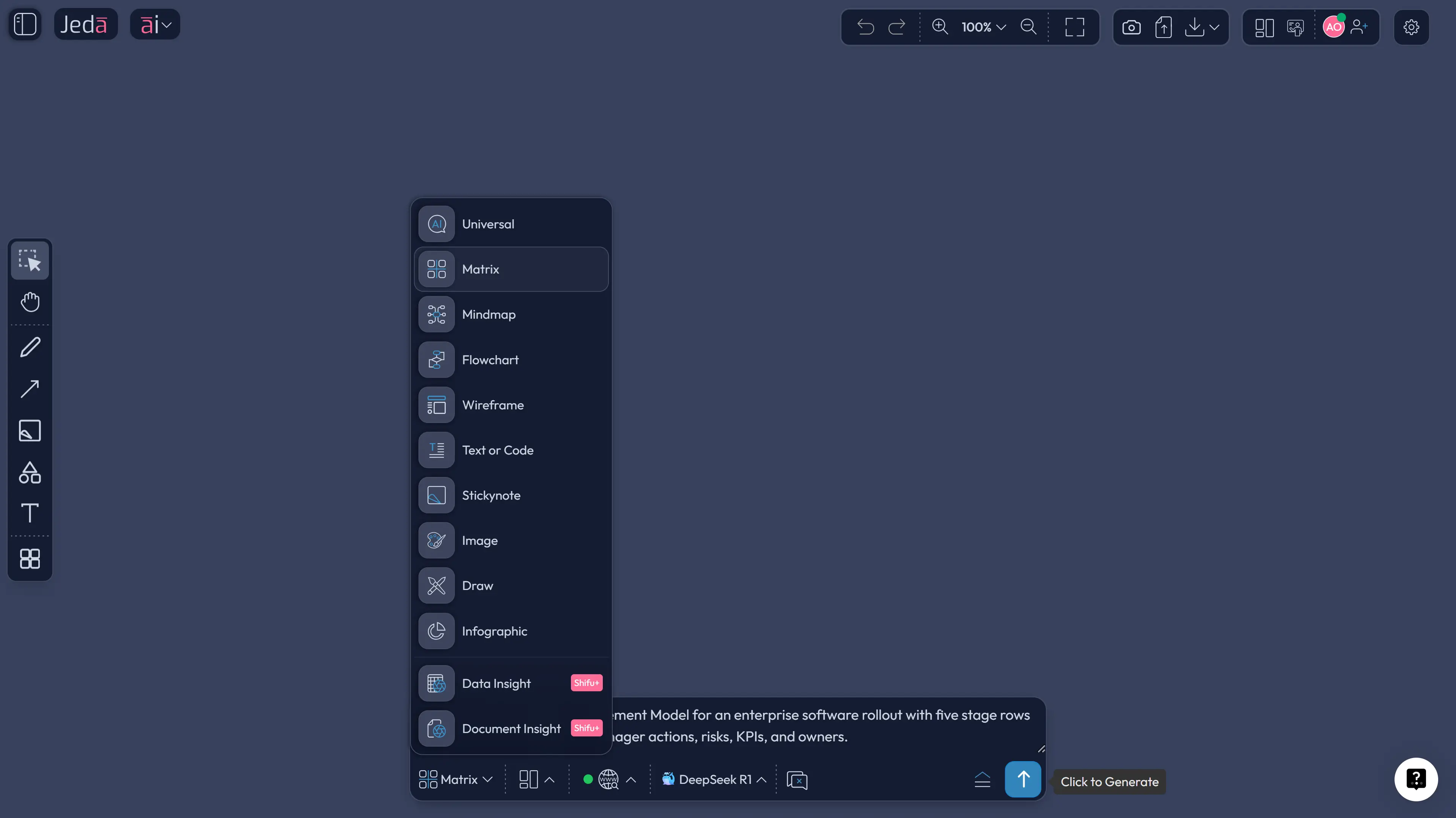 Jeda.ai Prompt Bar for Satir change model