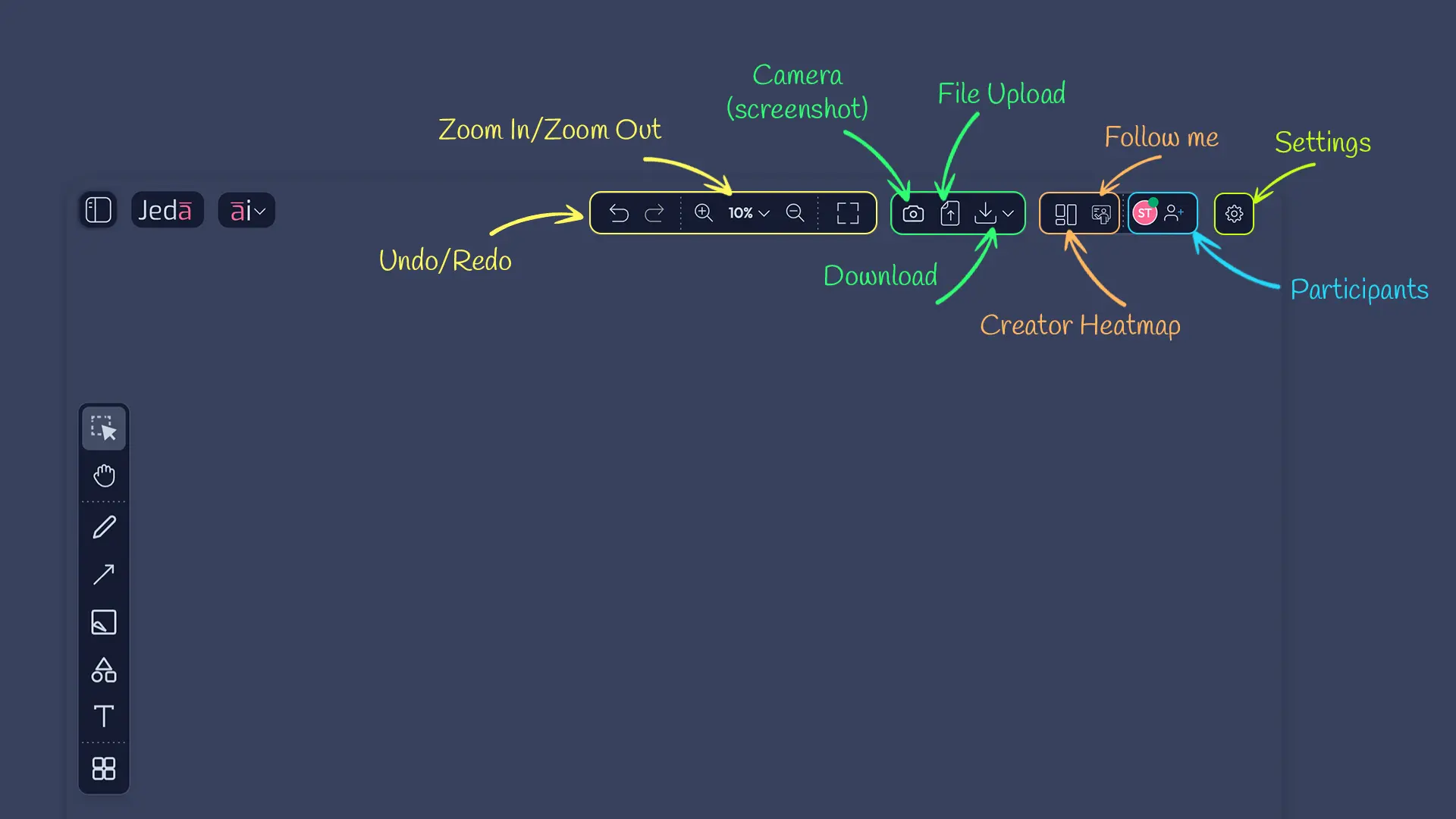 Top-right toolbar showing Download button with dropdown menu revealing four export options