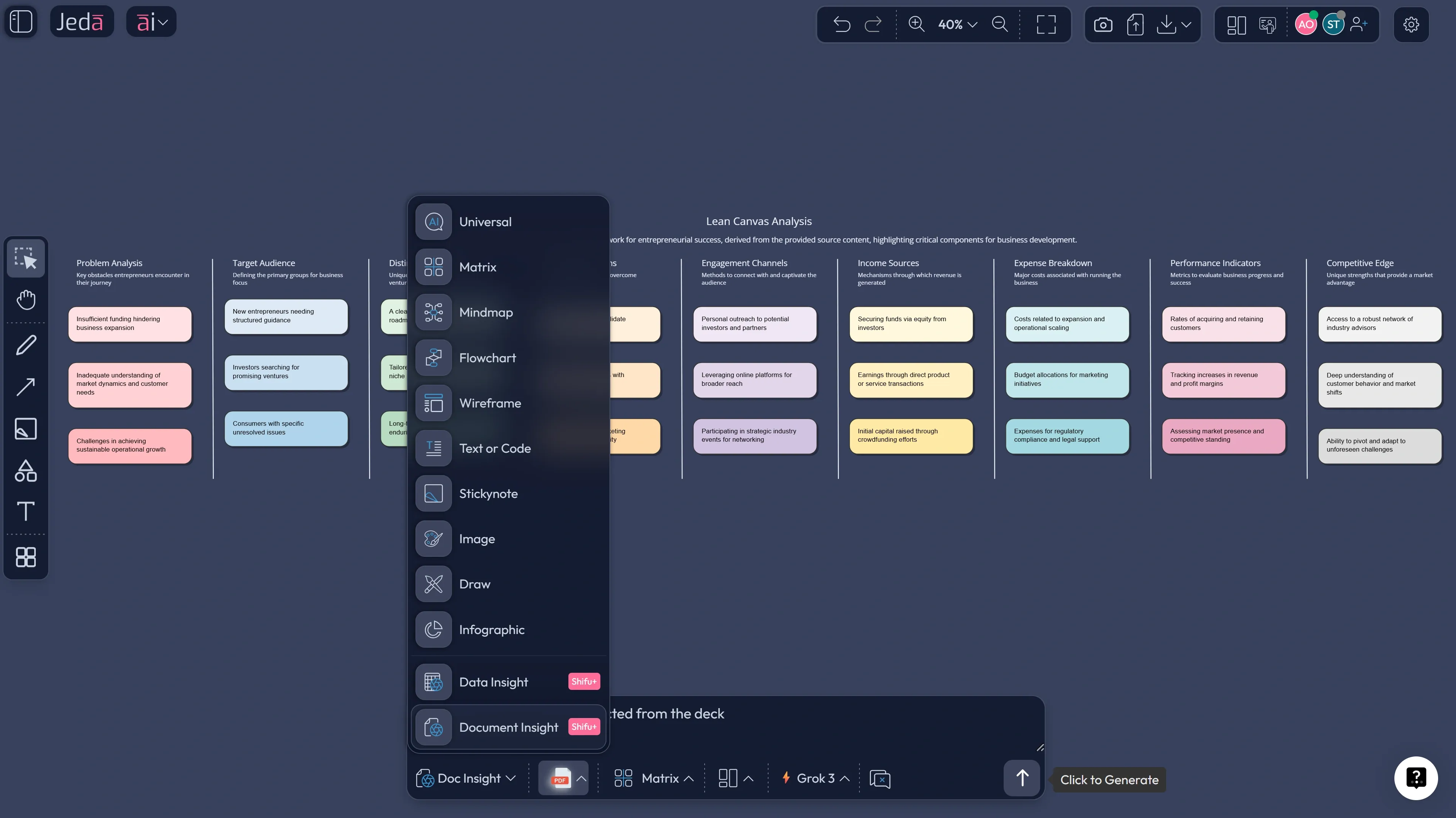 Document Insight generating business model canvas