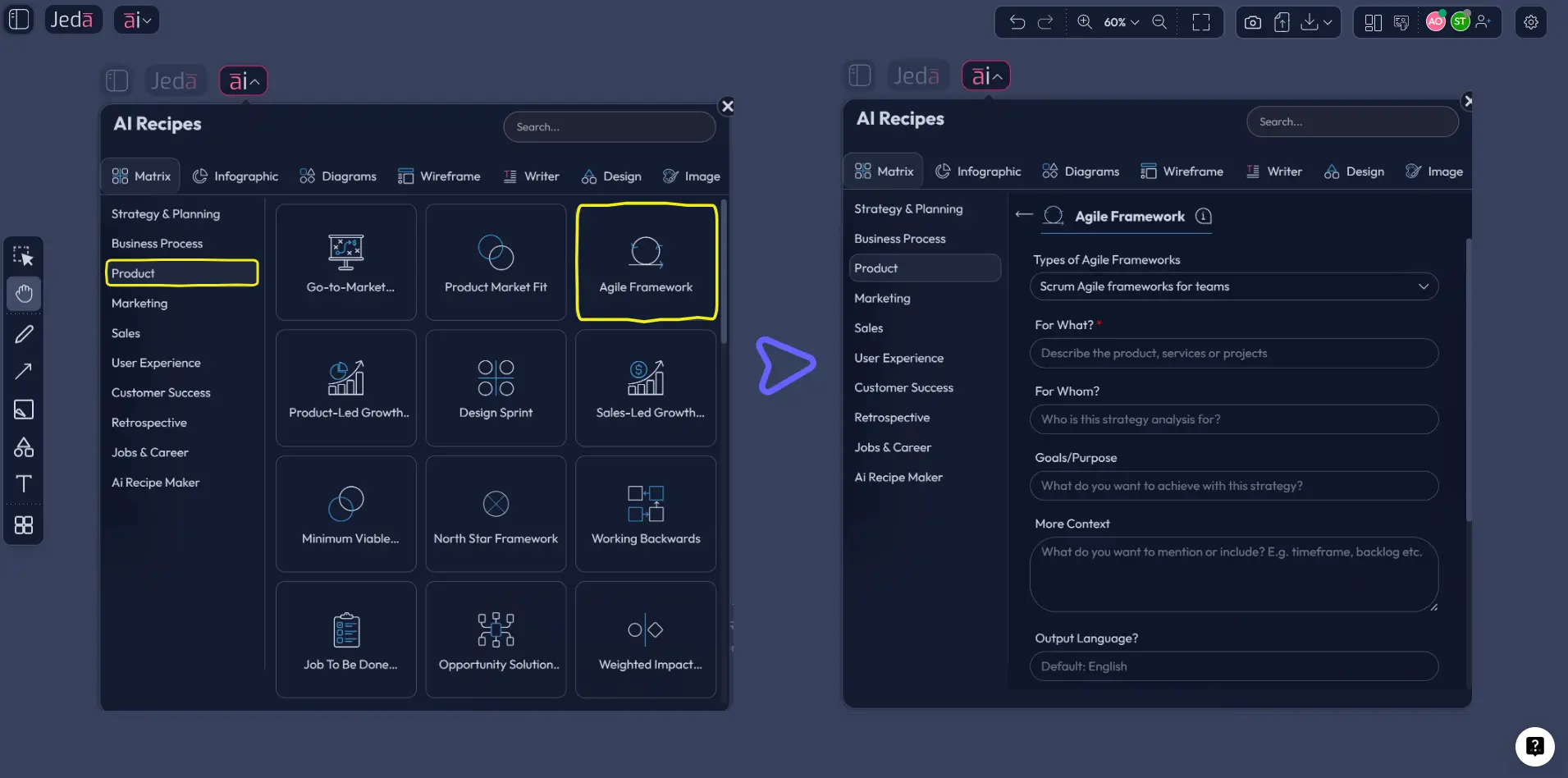 Recipe Matrix path for user story mapping