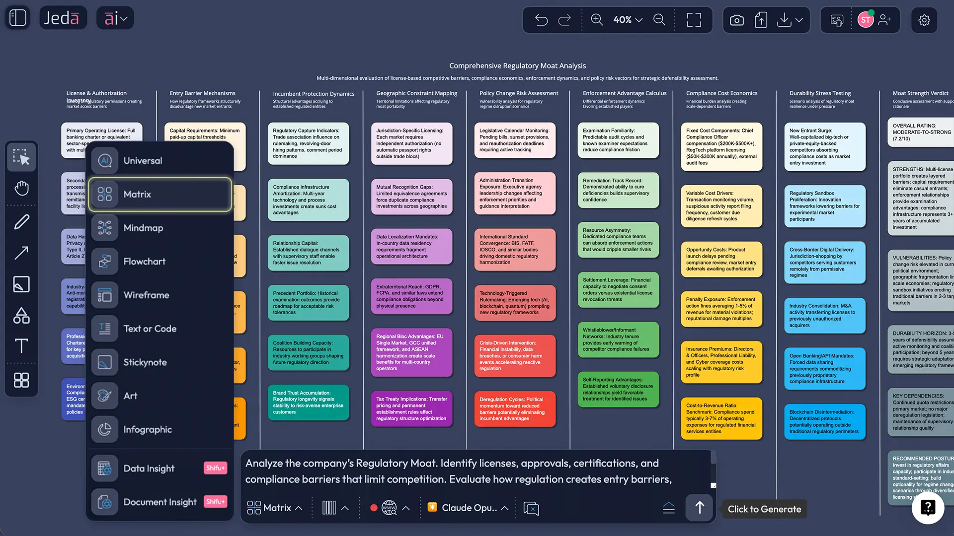 Jeda.ai Prompt Bar showing Matrix command