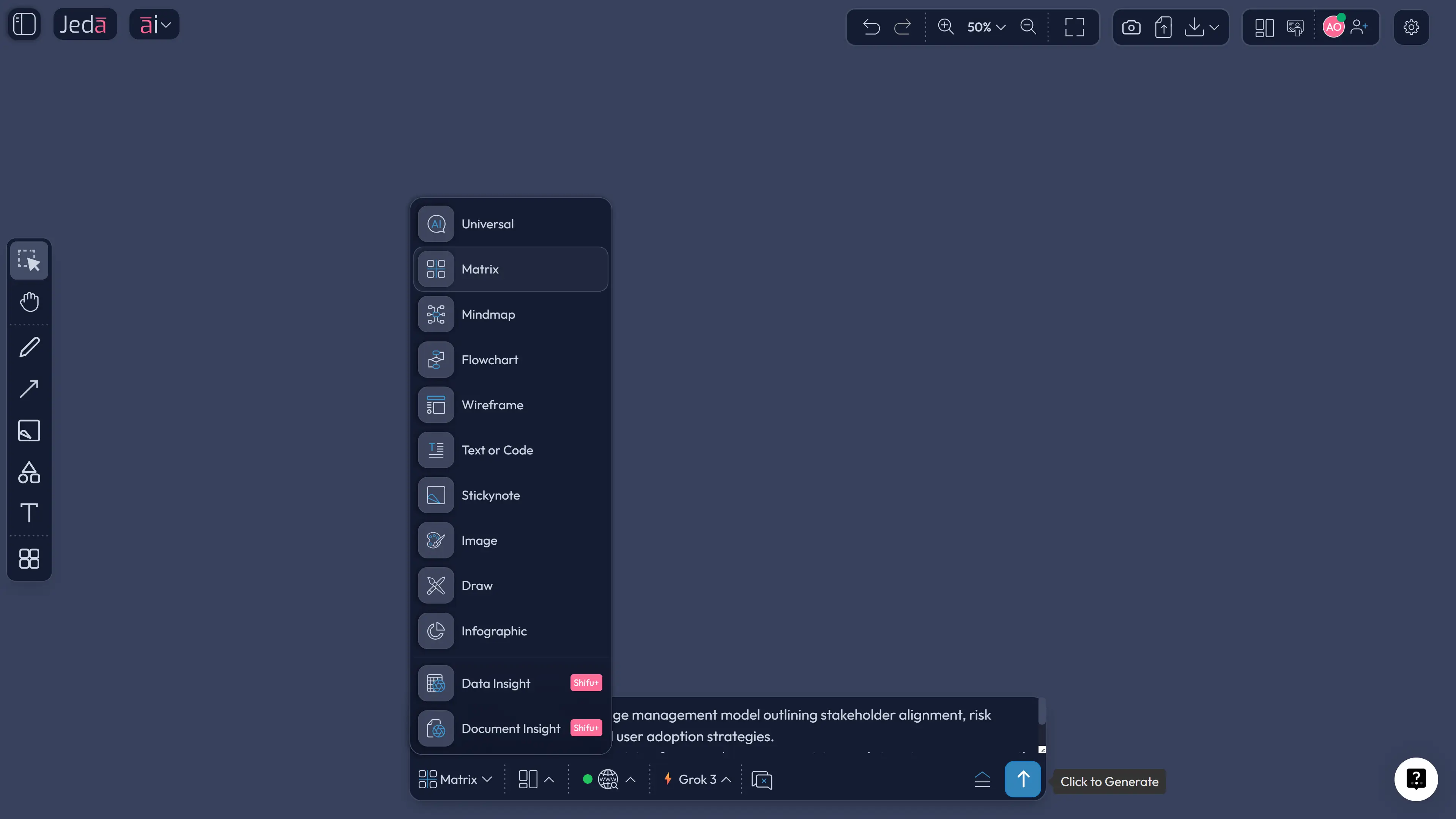 Prompt Bar for Change Management Model with AI