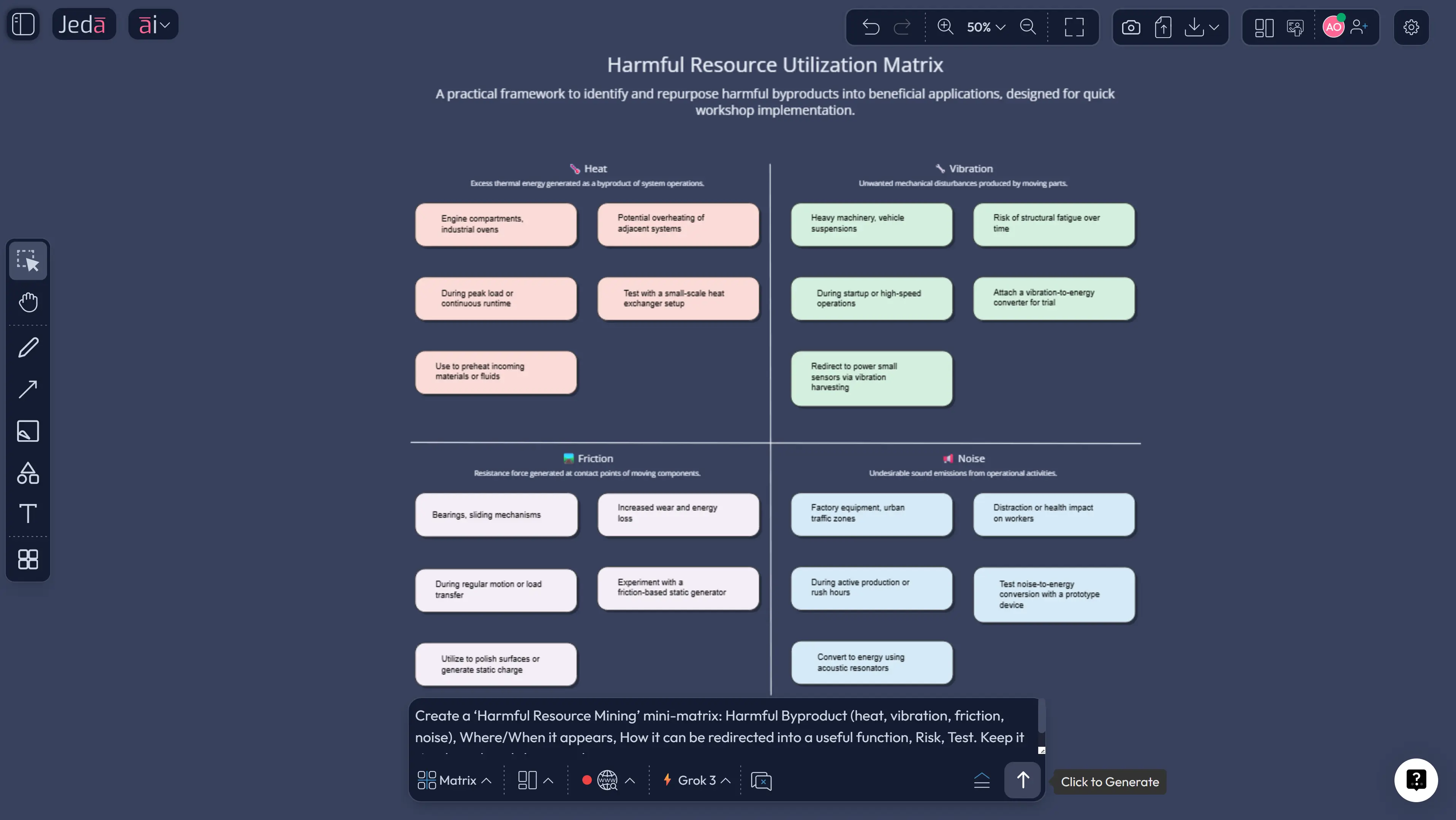 TRIZ resource analysis matrix generated with AI