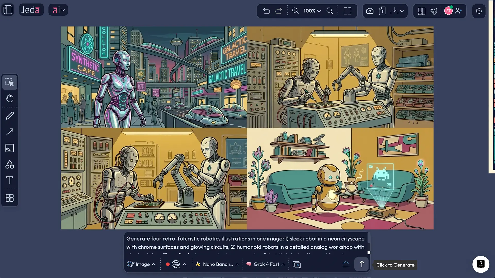 Retro Futuristic Robotics AI Art review board