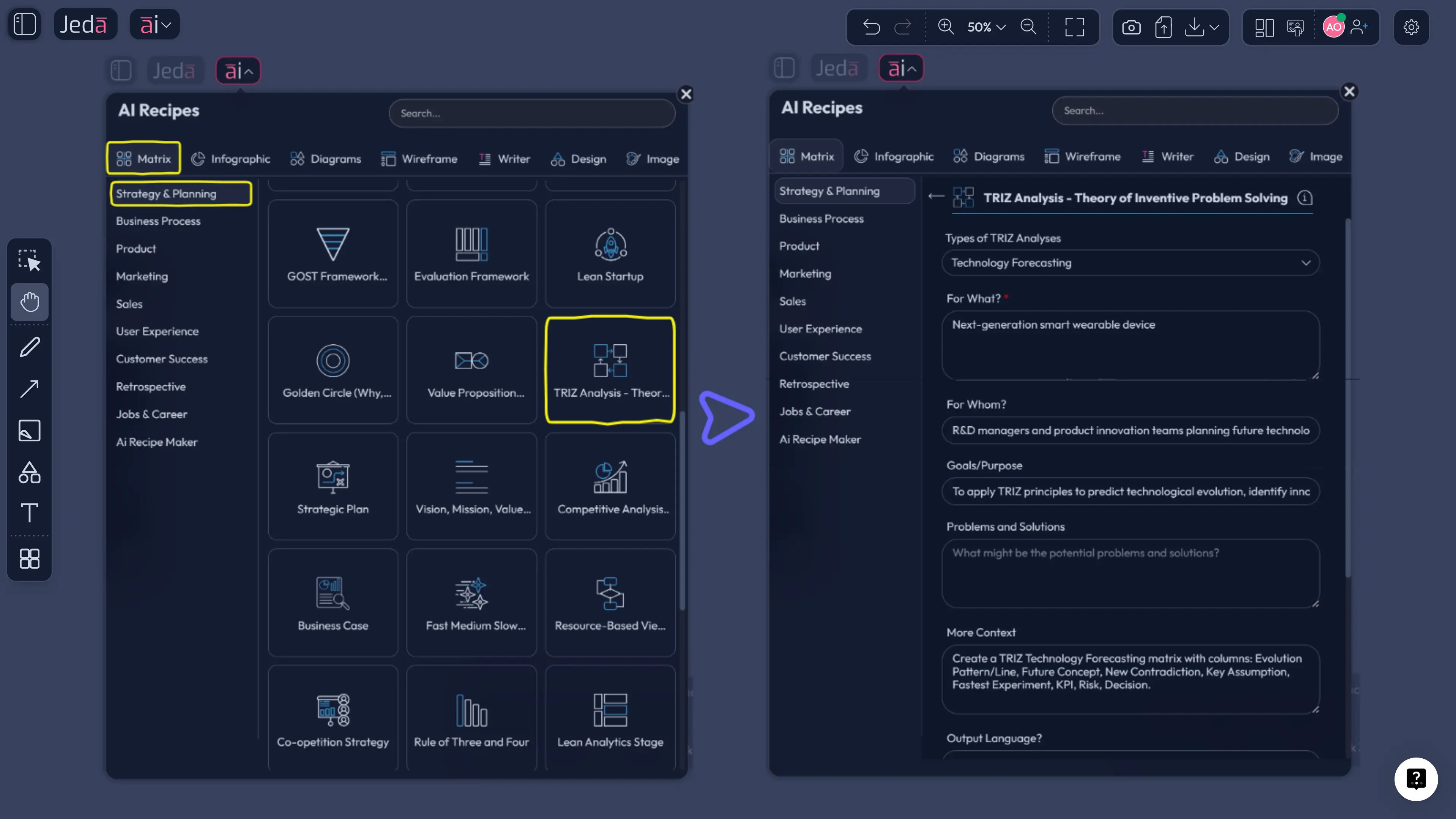 TRIZ technology forecasting roadmap generated with AI