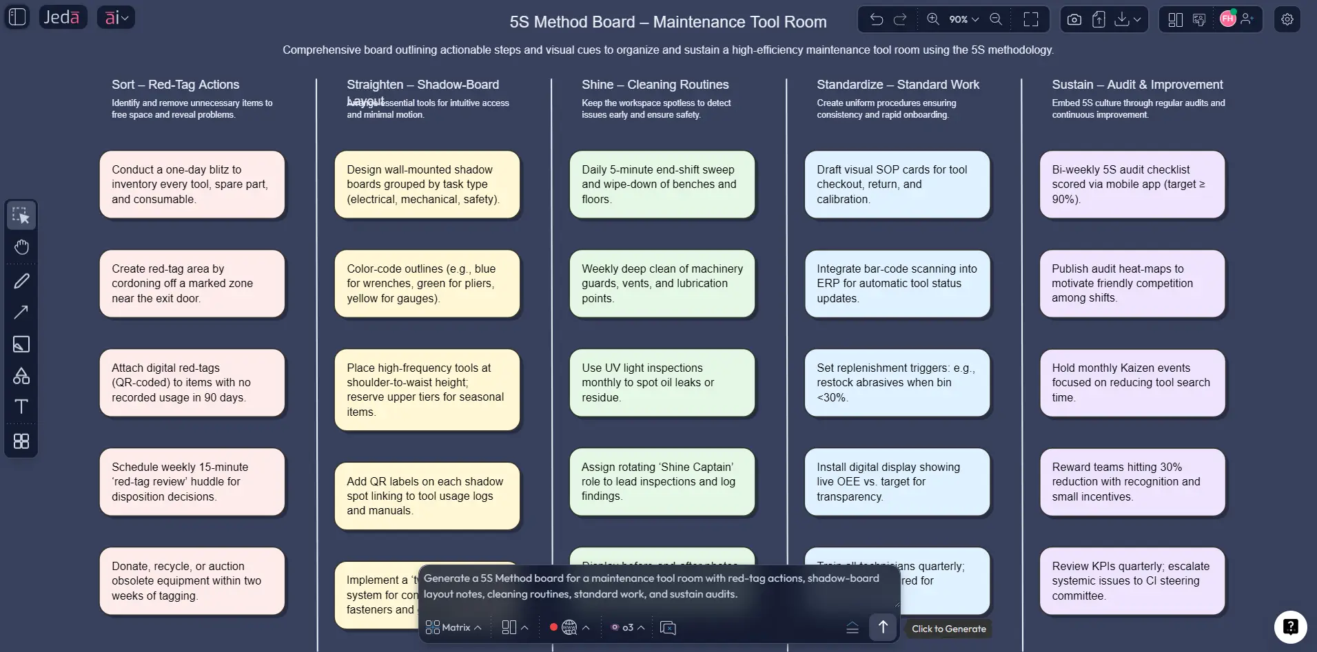 Digital 5S Method matrix example