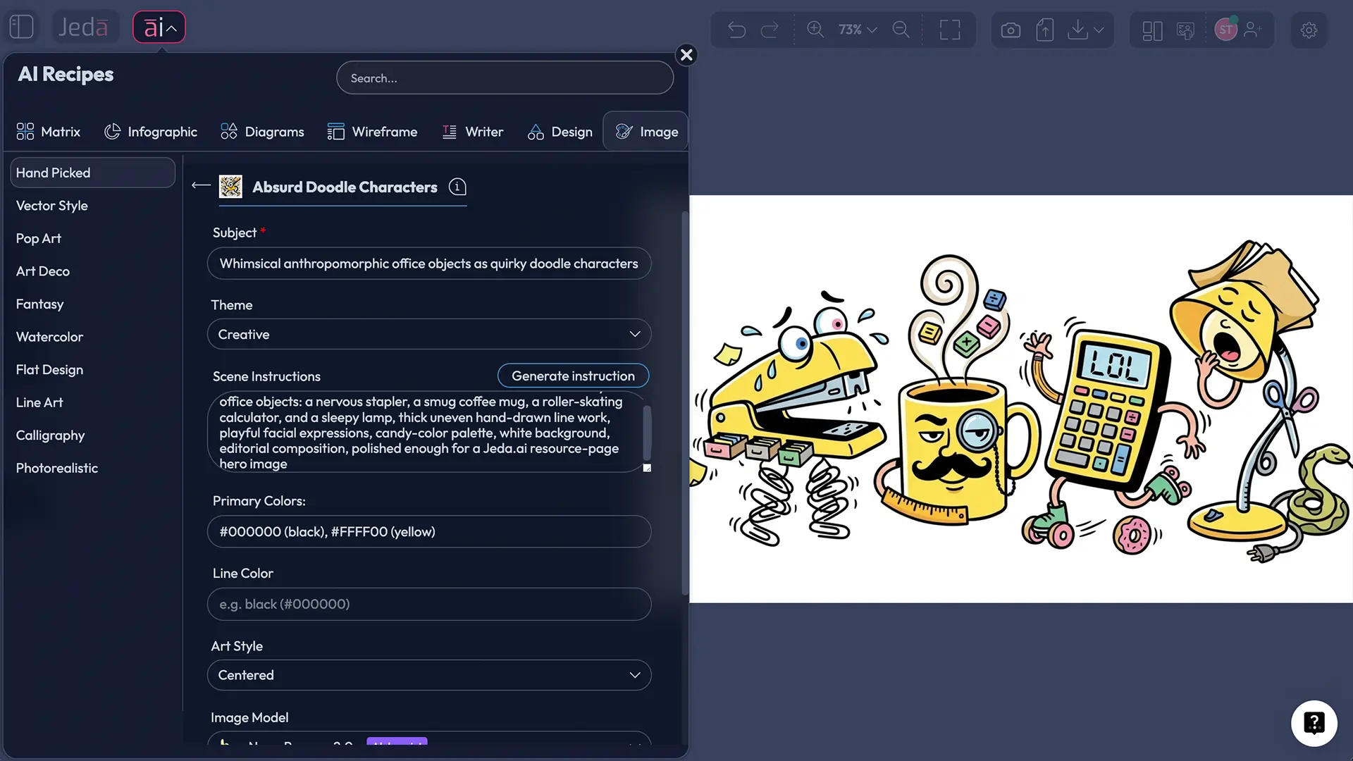 Absurd Doodle Characters AI Art: Turn Strange Ideas Into Memorable Visuals with Jeda.ai