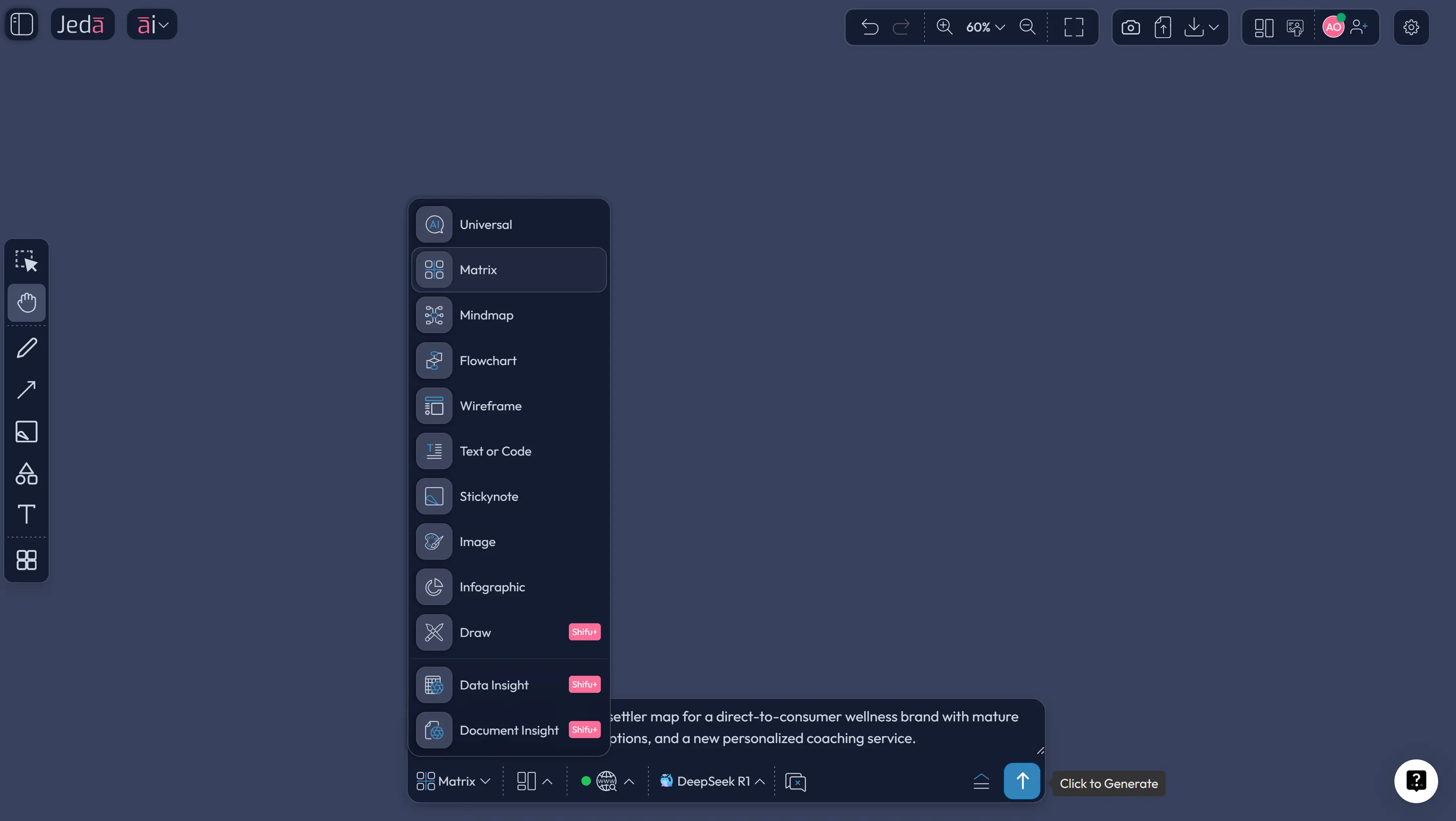 Pioneer migrator settler prompt bar in Jeda.ai