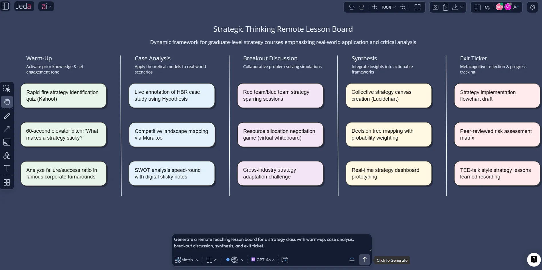 Jeda.ai prompt bar for remote teaching workflow