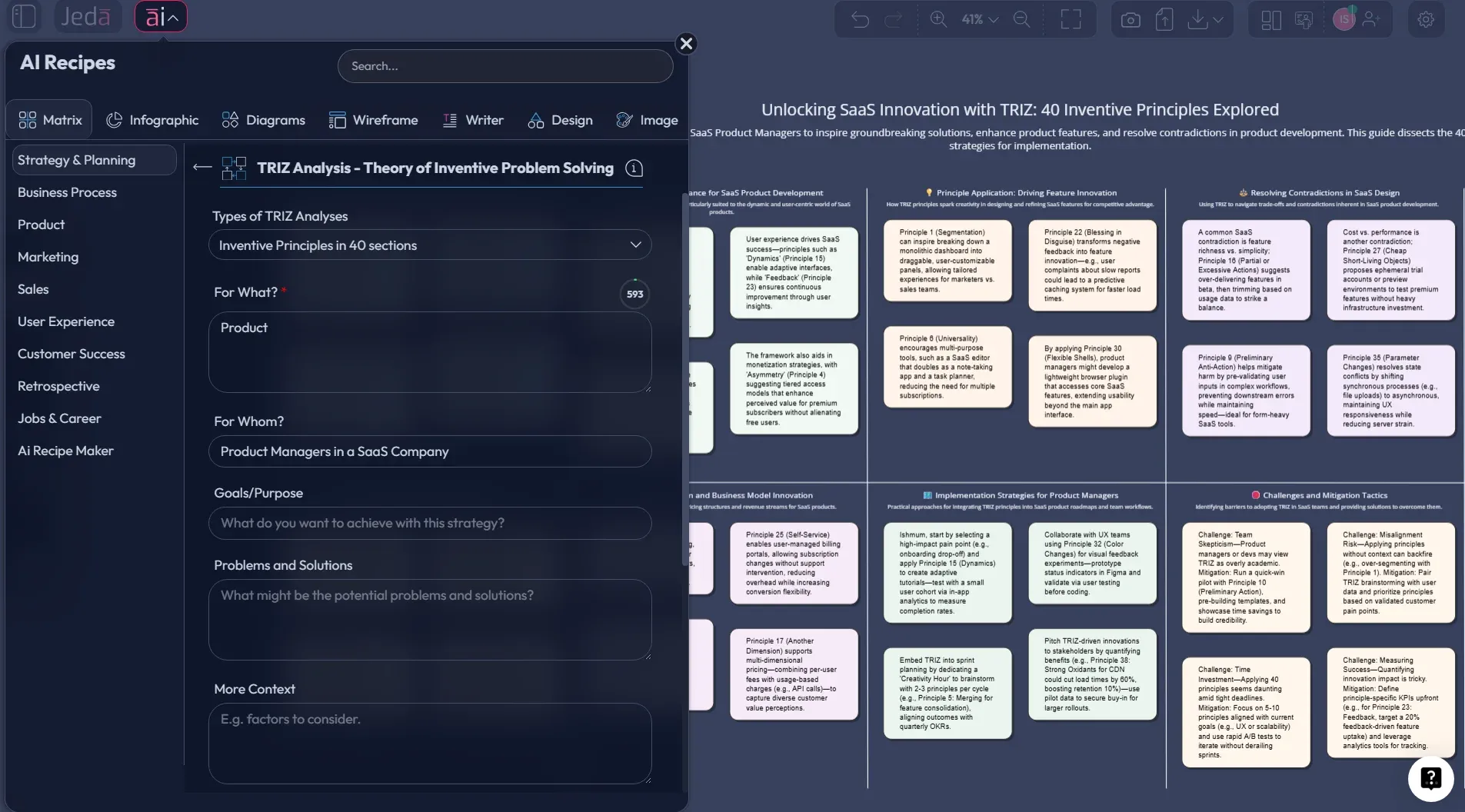 TRIZ 40 inventive principles matrix