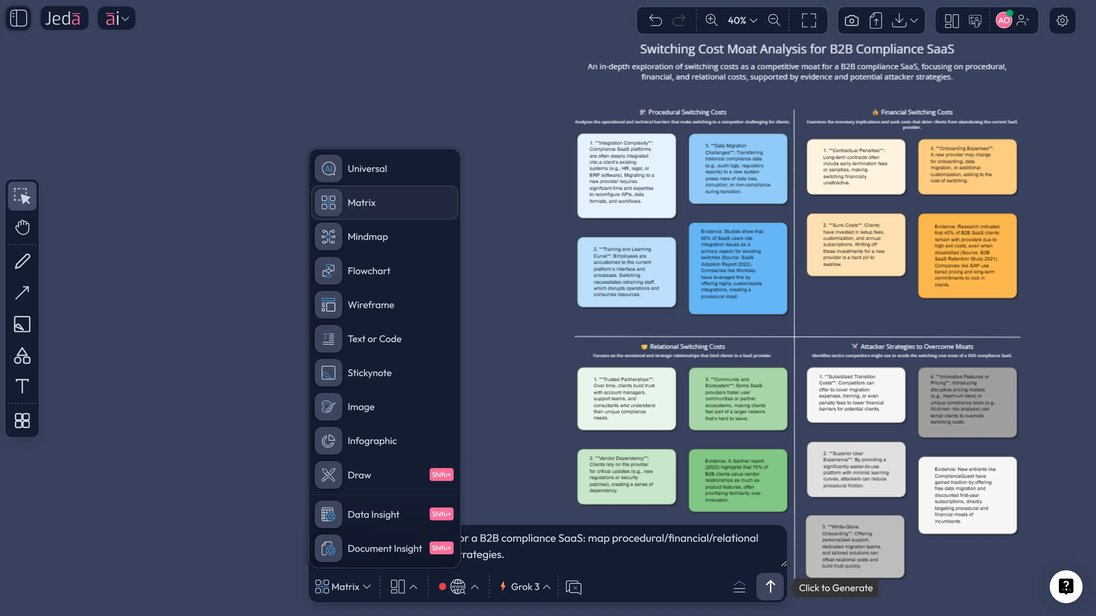 Jeda.ai Prompt Bar showing Matrix command