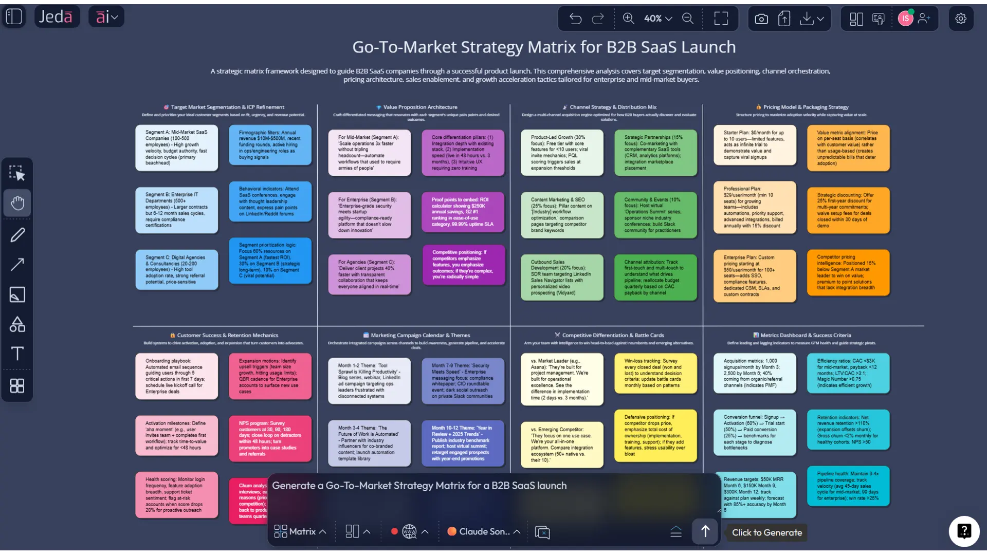 Prompt Bar Matrix command for GTM strategy