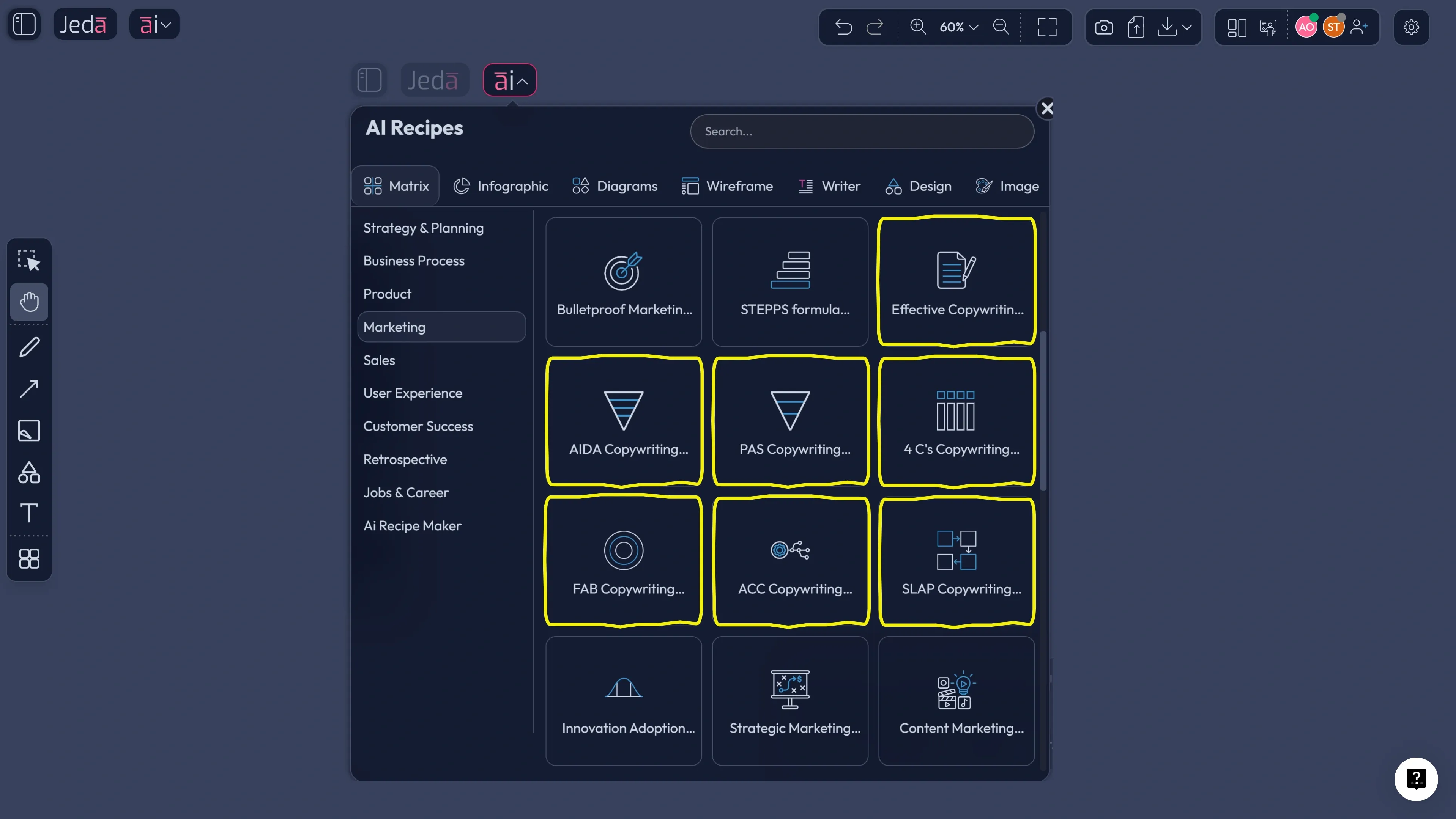 Top copywriting frameworks with AI in Jeda.ai
