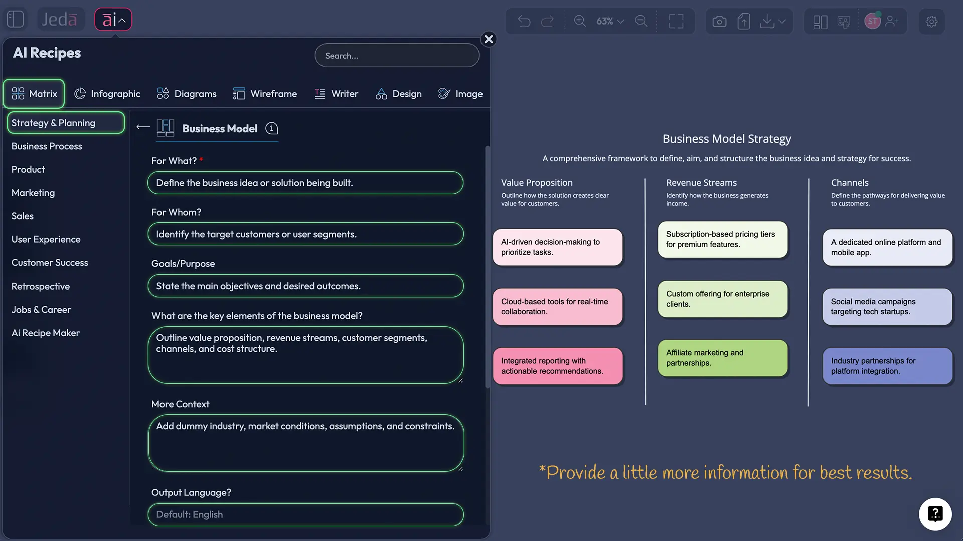 Filled recipe form with all fields visible