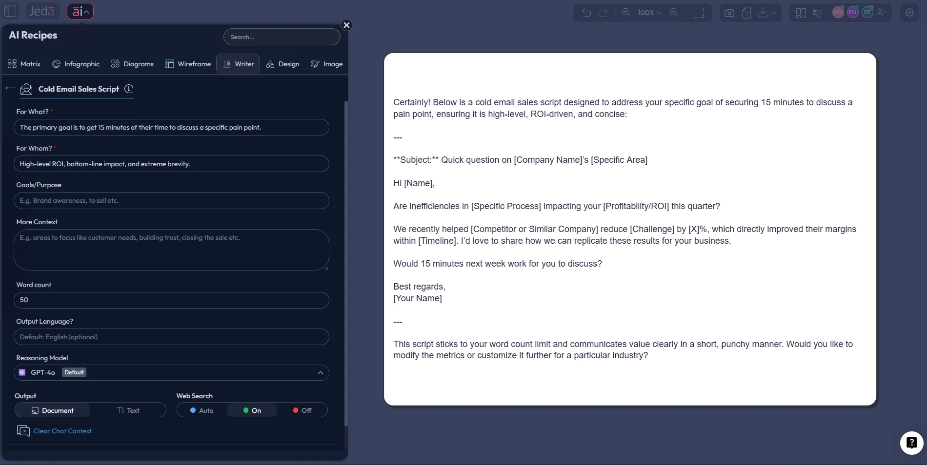 Jeda.ai AI Whiteboard email workflow