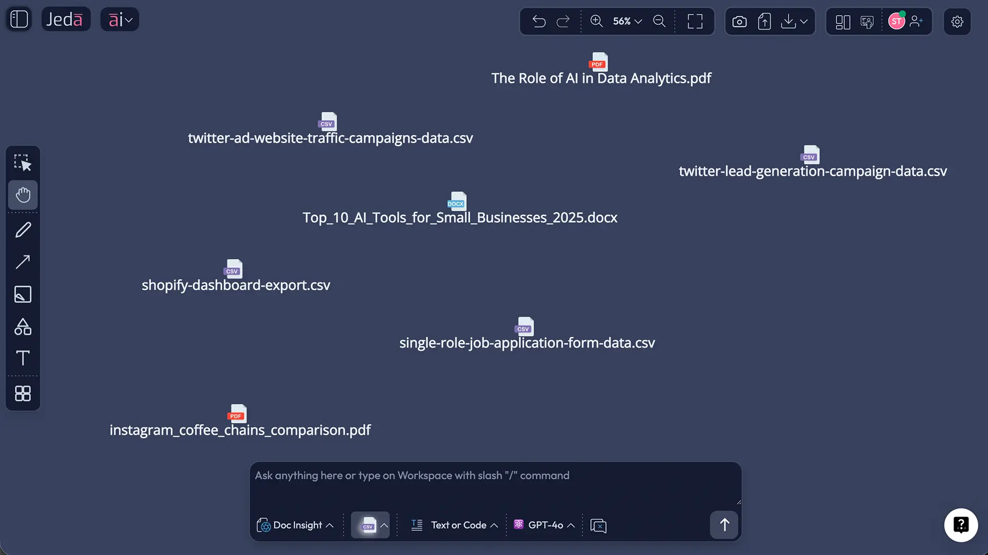 Supported file types: PDF, DOCX, PPTX, Markdown, RTF, TXT, CSV