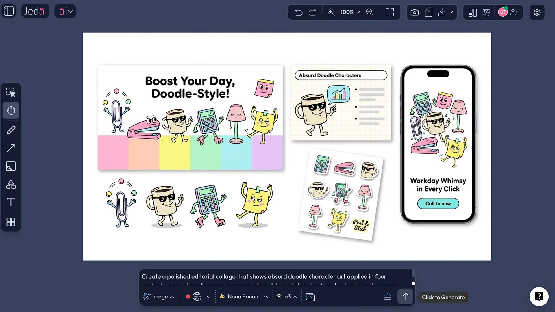 Absurd Doodle Characters AI Art use cases collage
