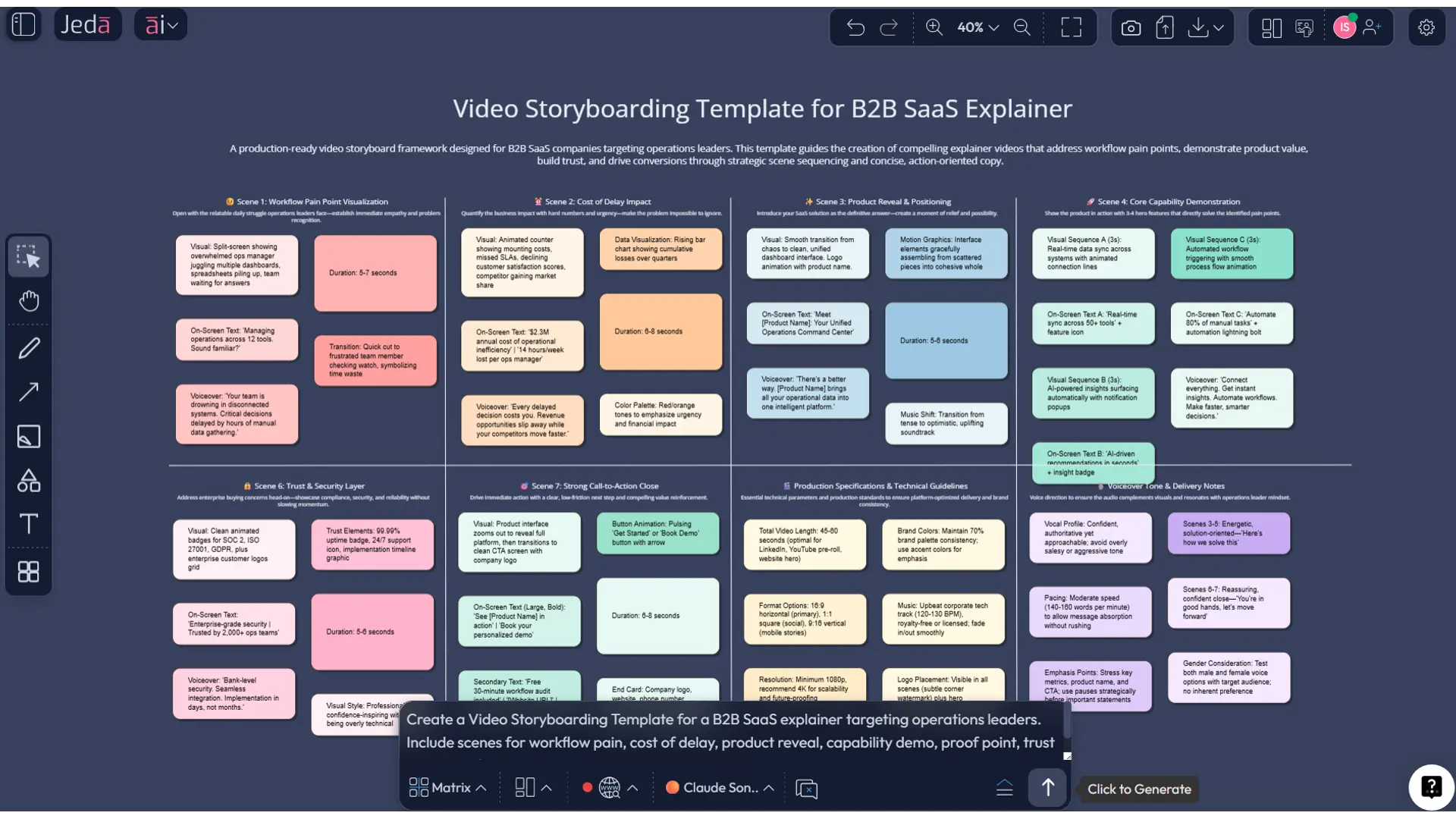 Recipe Matrix path for Video Storyboarding in Jeda.ai