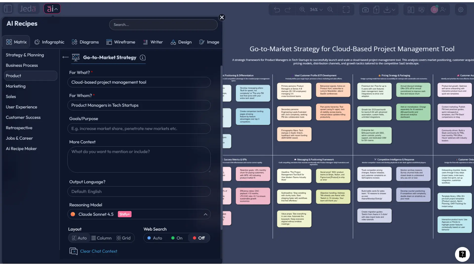 AI Menu Matrix Recipes in Jeda.ai