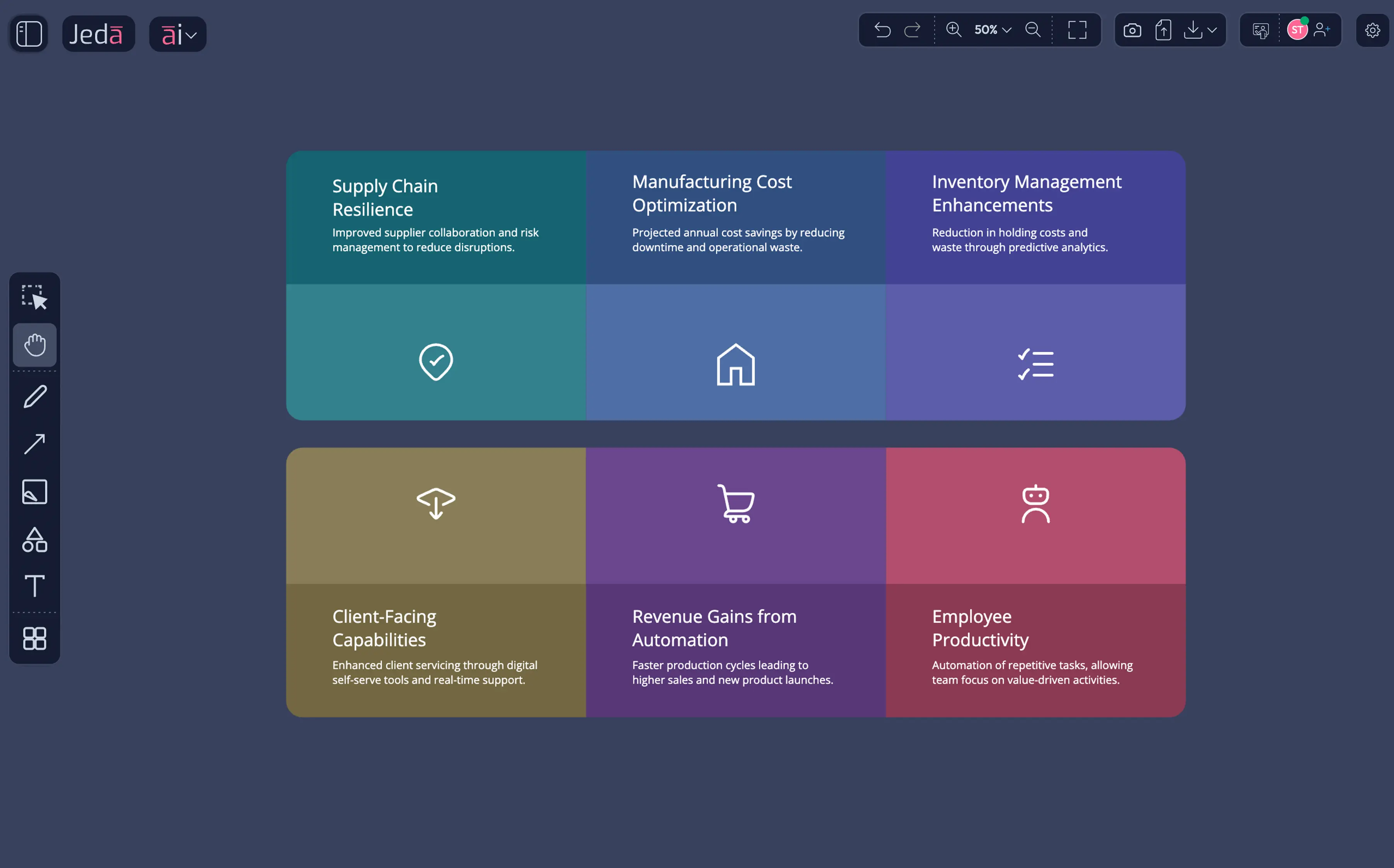 Client-facing ROI infographics that turn complex data into boardroom-ready visuals — generated from a single prompt.