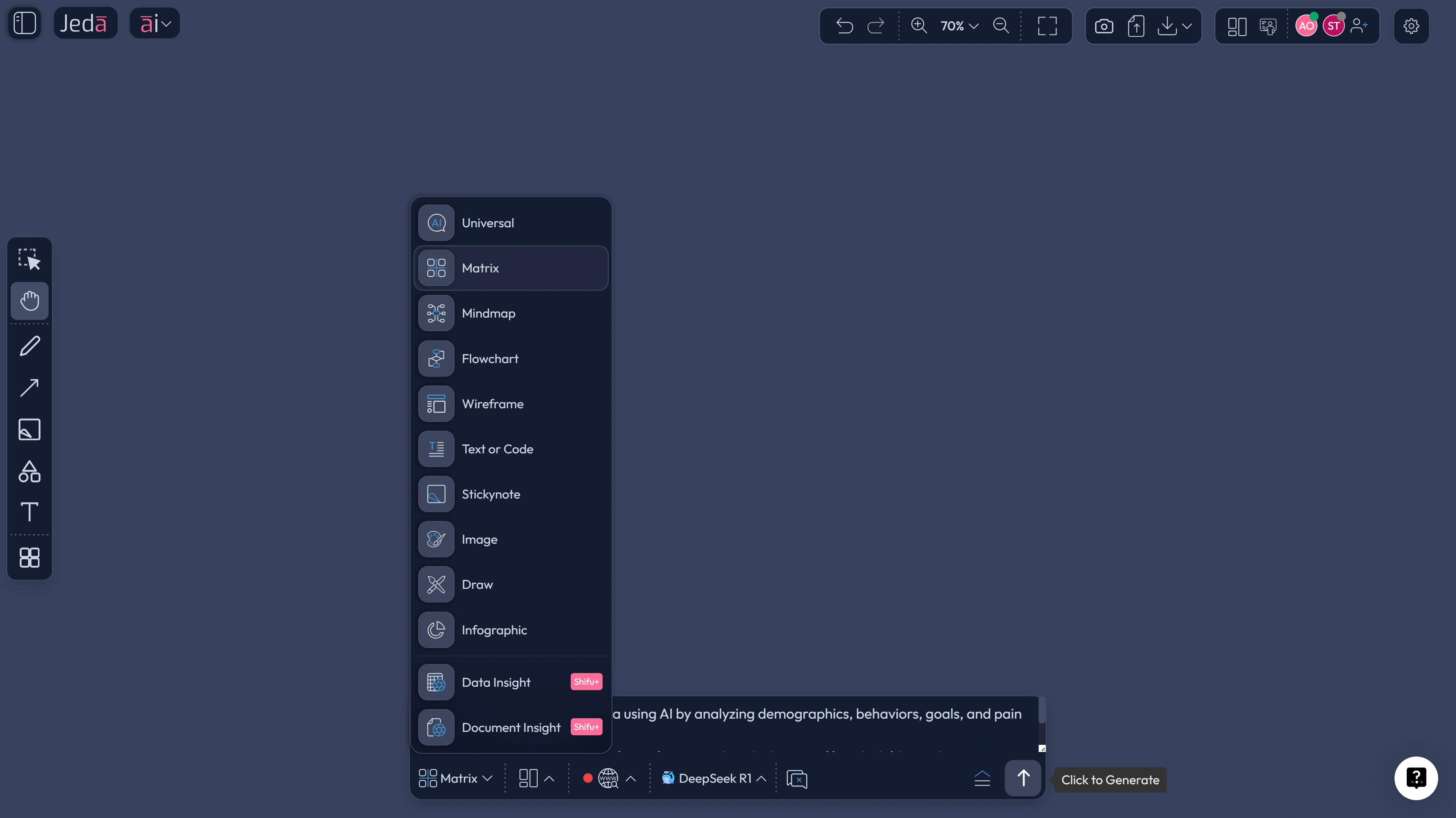 Buyer Persona with AI Prompt Bar matrix command