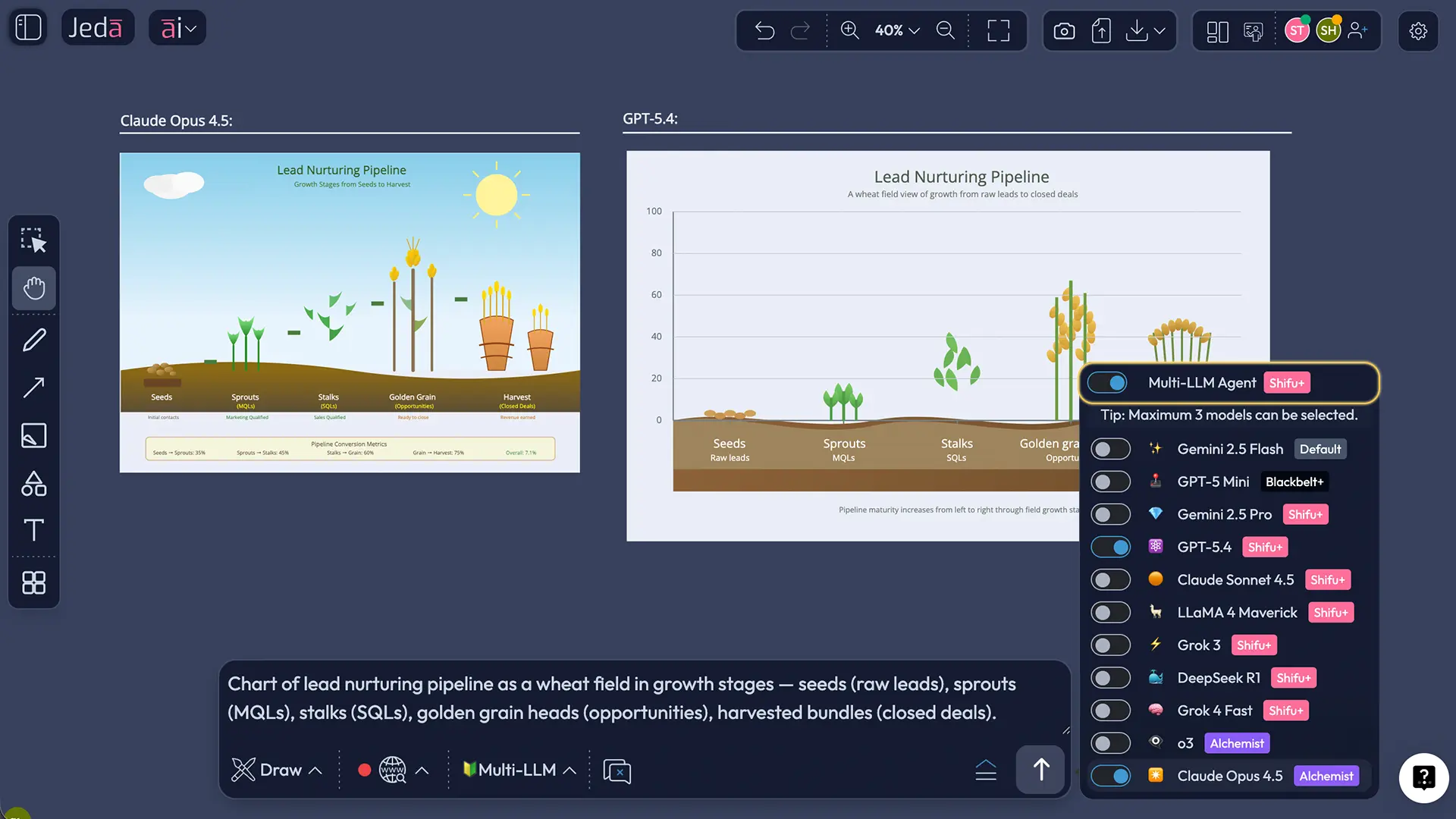 AI drawing tool prompt bar workflow