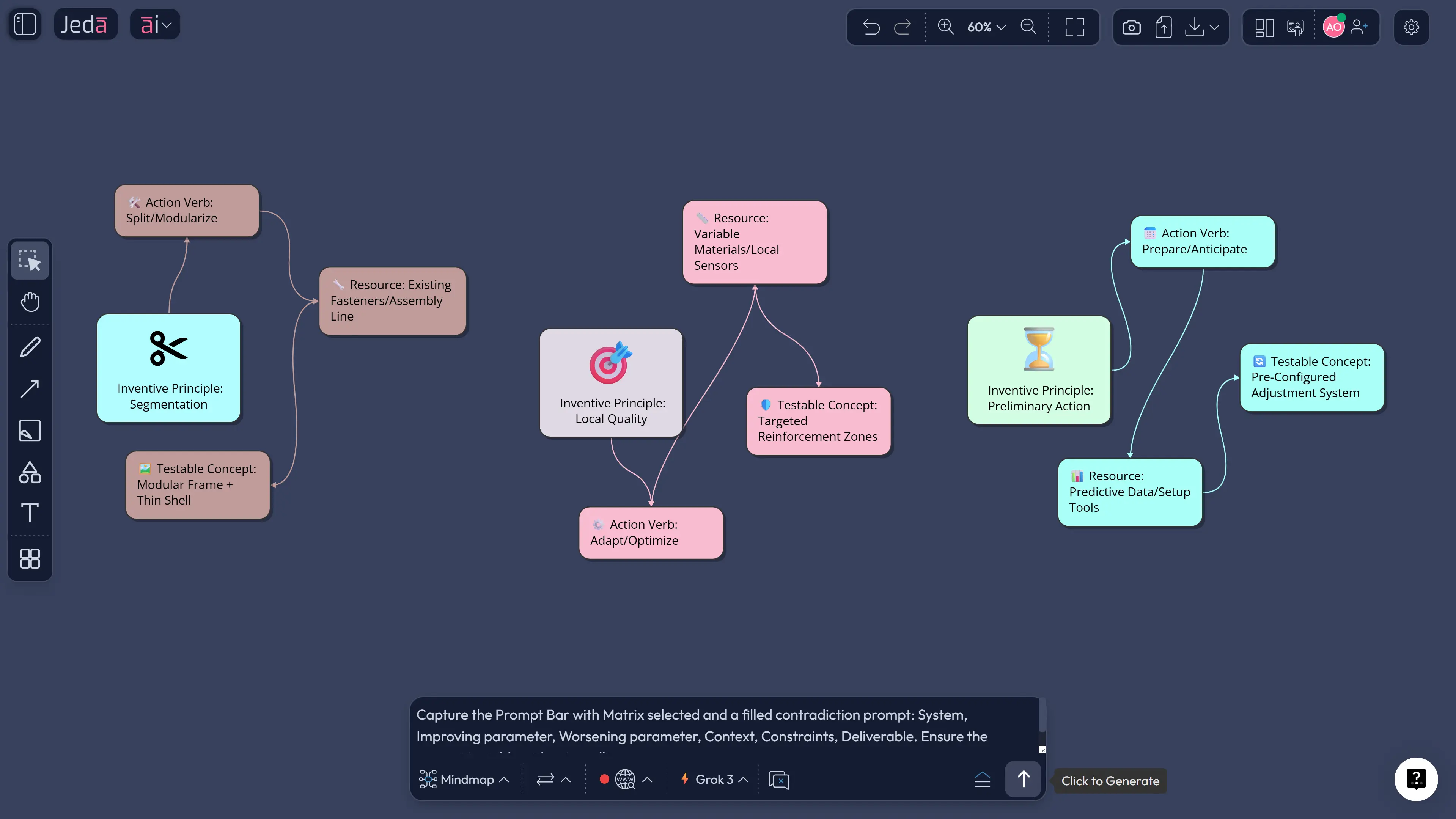 Prompt Bar matrix command for contradiction matrix