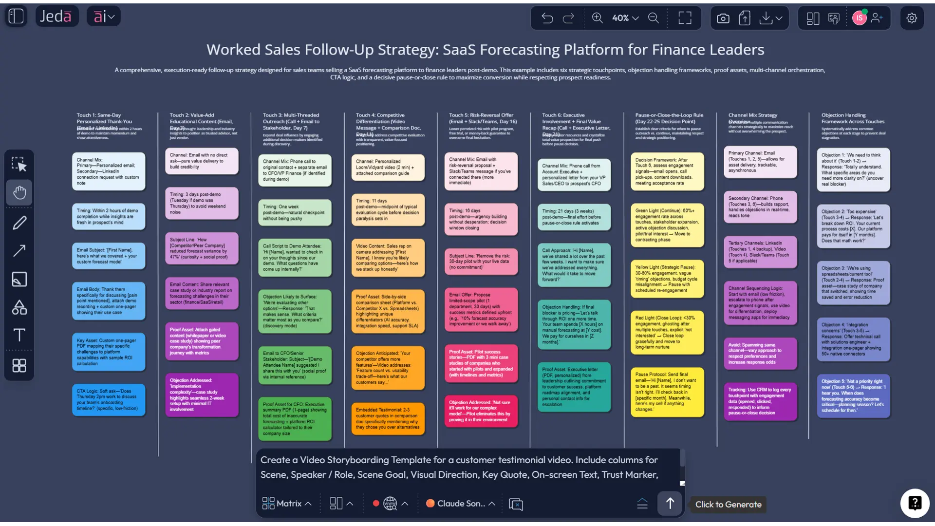 Jeda.ai prompt bar for sales follow up strategy