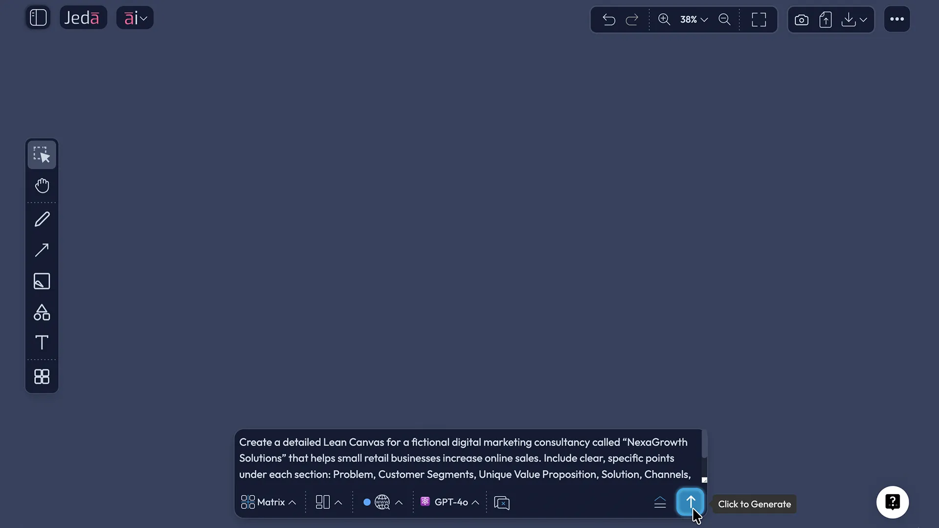 How to create a lean canvas in Jeda.ai