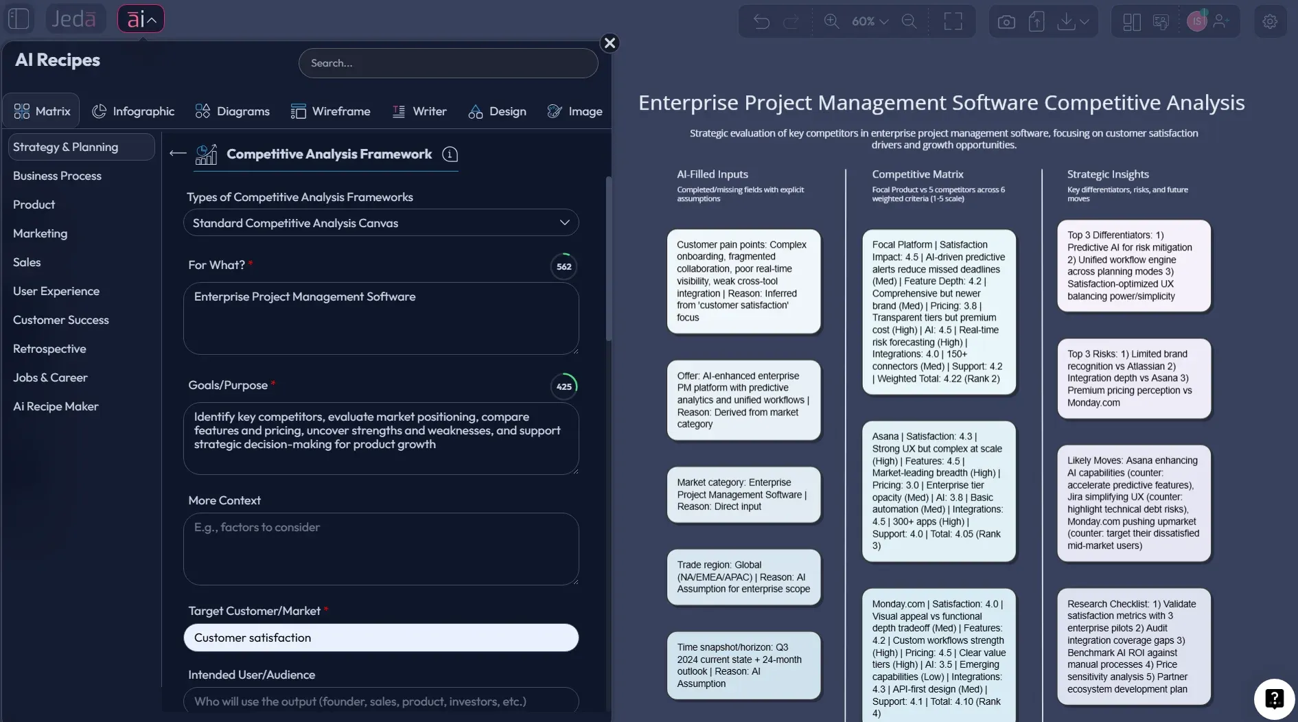 Jeda.ai Prompt Bar selecting Matrix command