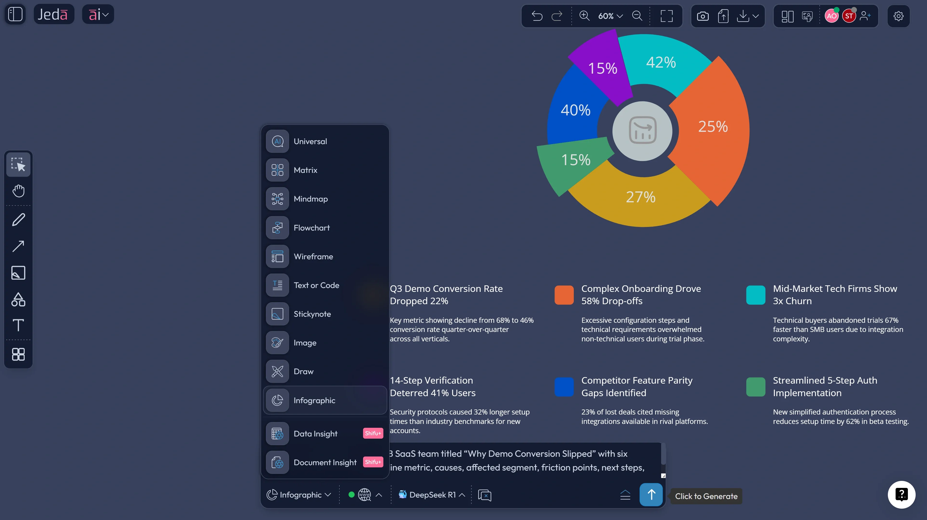 AI Infographic Generator prompt bar in Jeda.ai