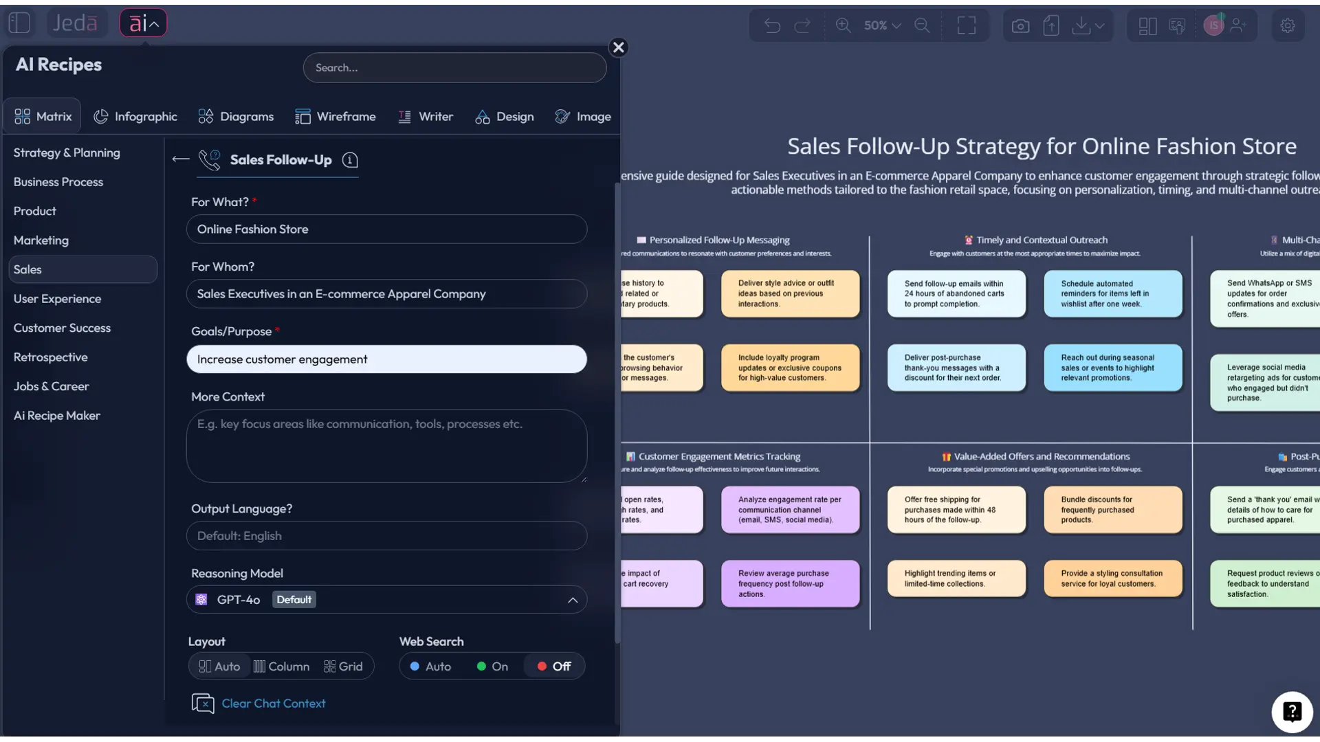 Jeda.ai AI Menu sales follow up strategy recipe