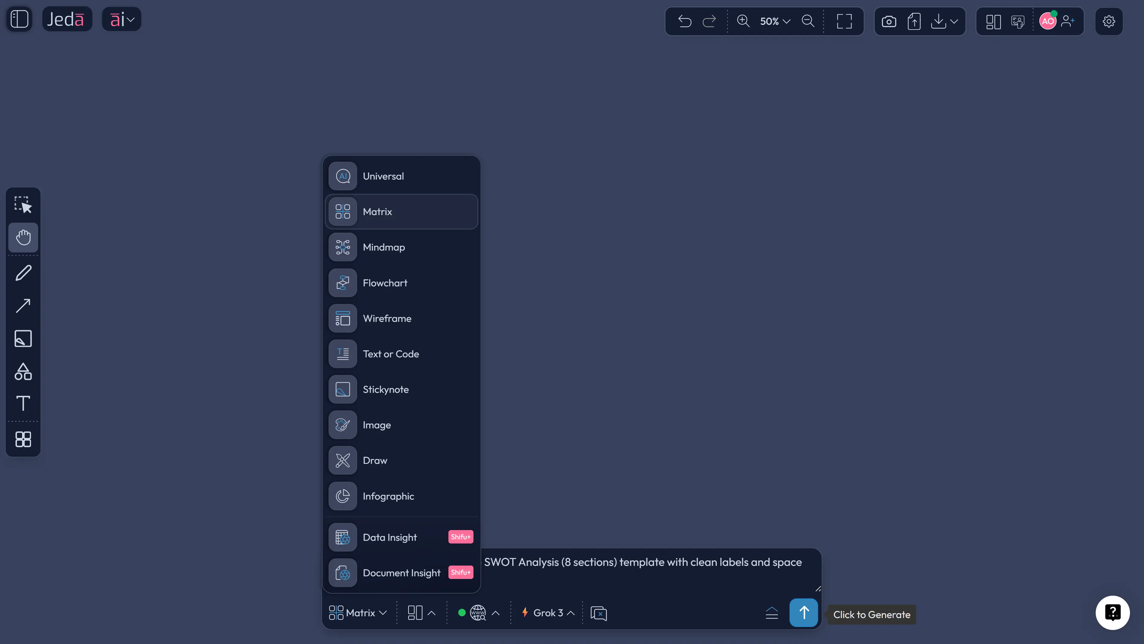 Prompt Bar showing Comparative SWOT Analysis prompt