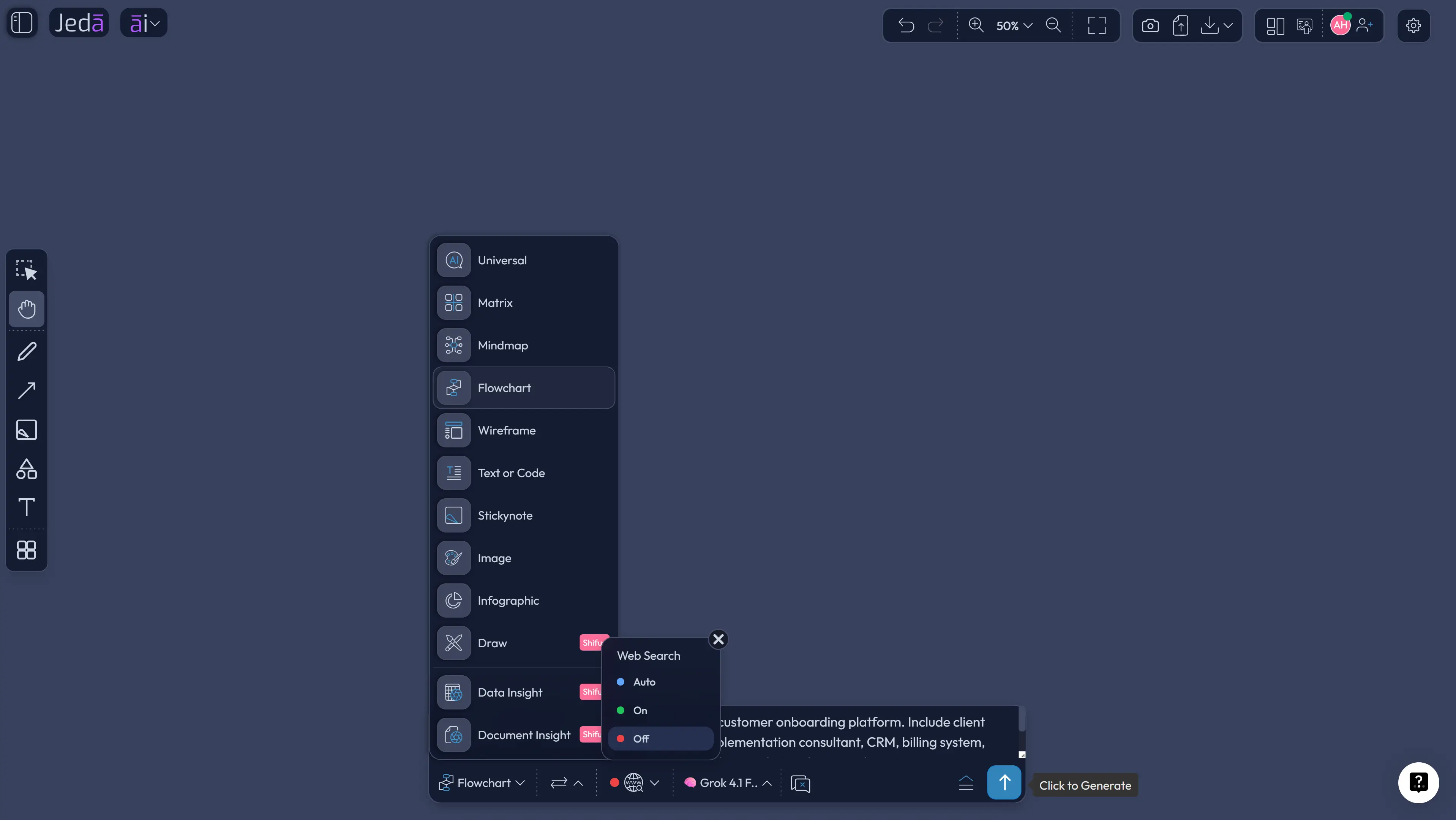 Context Diagram with AI Prompt Bar setup