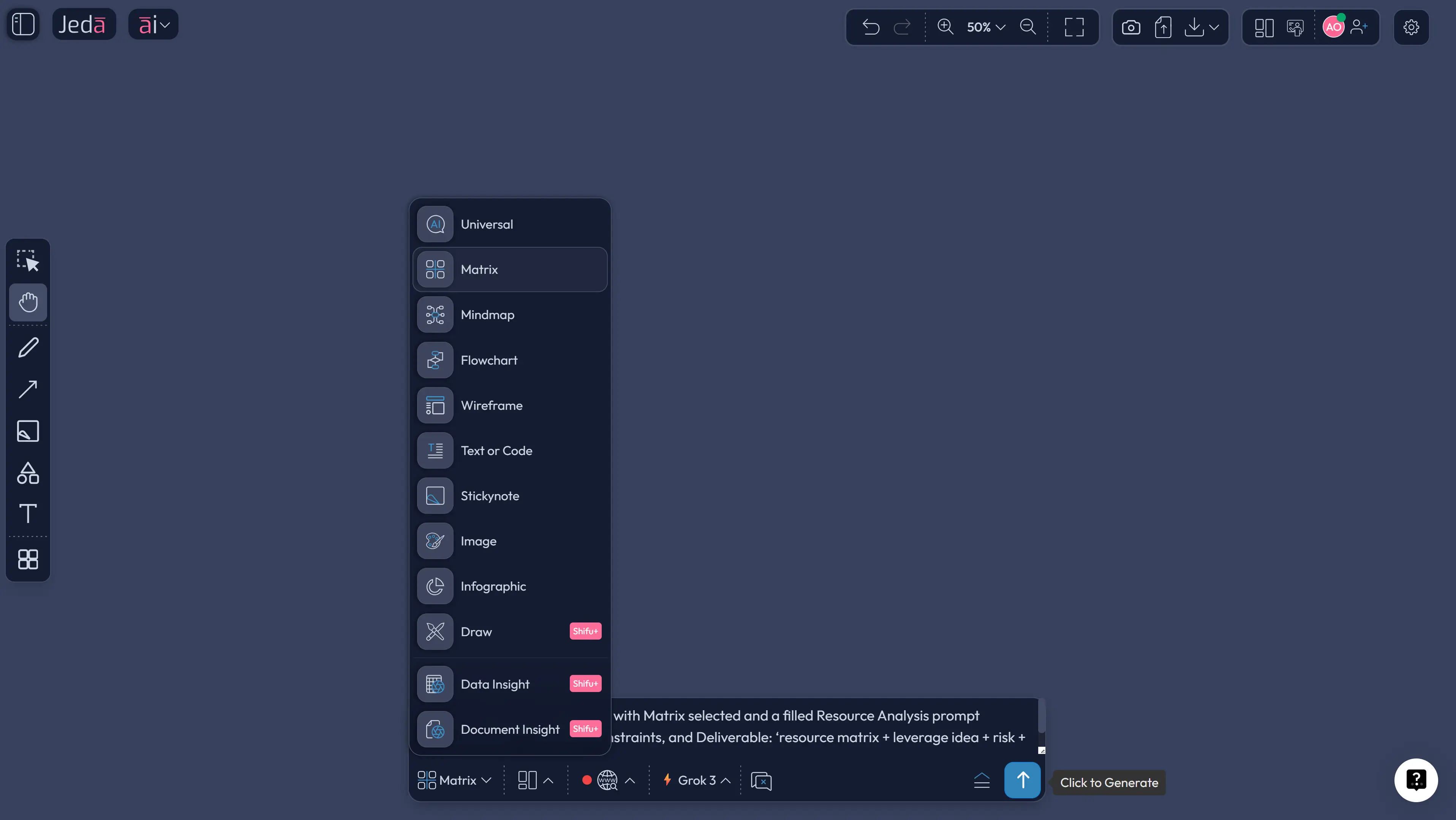 TRIZ resource analysis matrix generated with AI