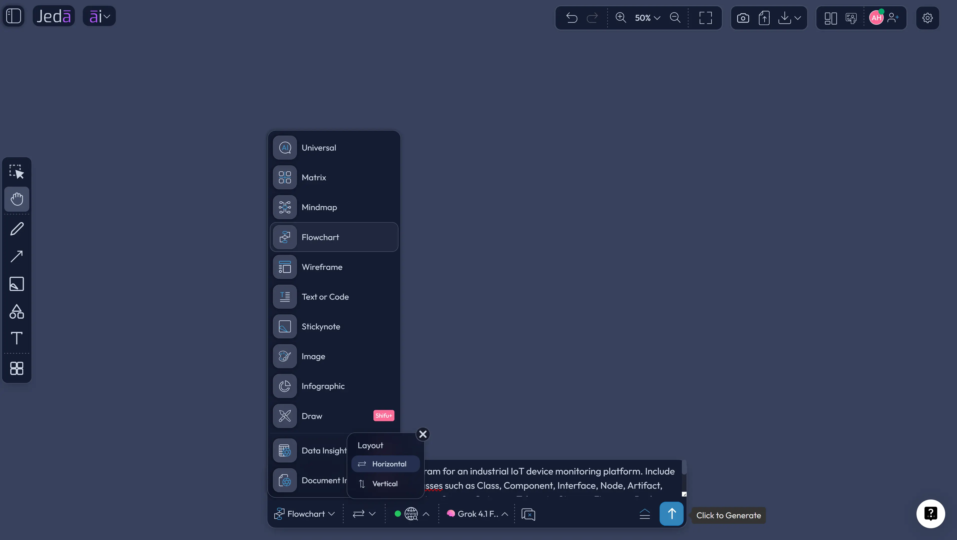 Profile Diagram with AI Prompt Bar setup